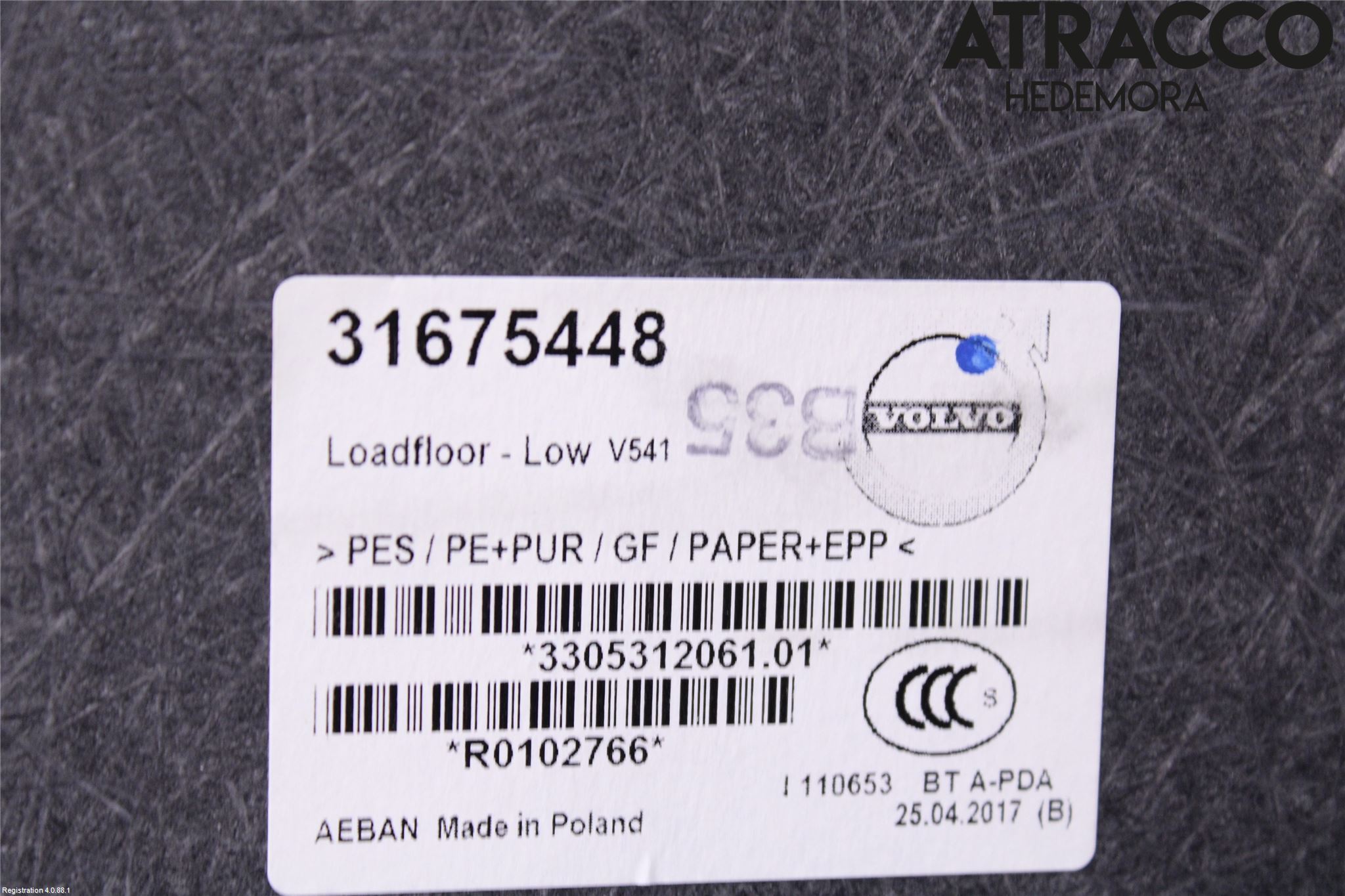 Volvo S90 17->> Bagage Golv