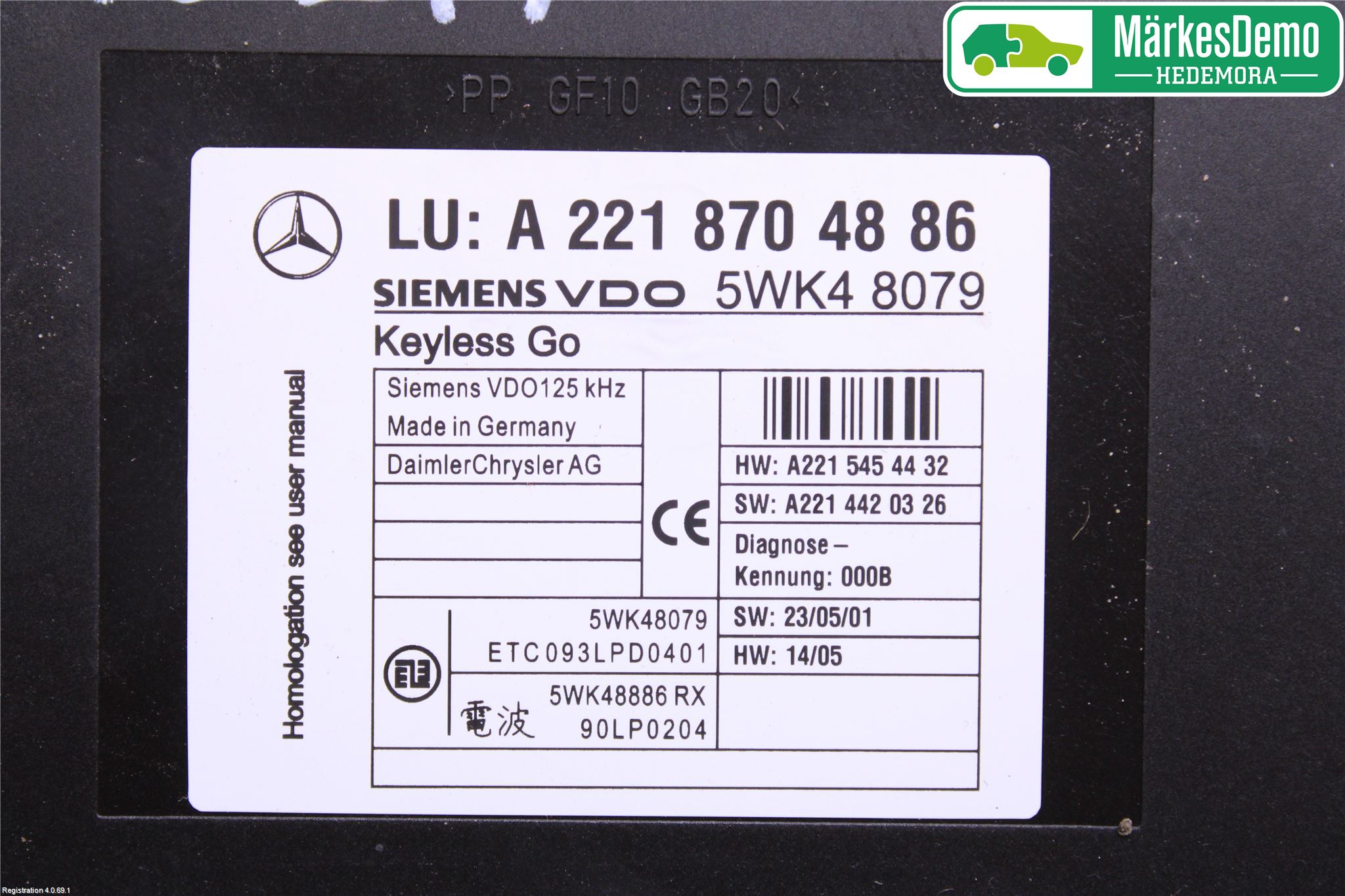 Mercedes-Benz MB S-KLASS (W221) 05-13 Styrenhet Nyckellöst System