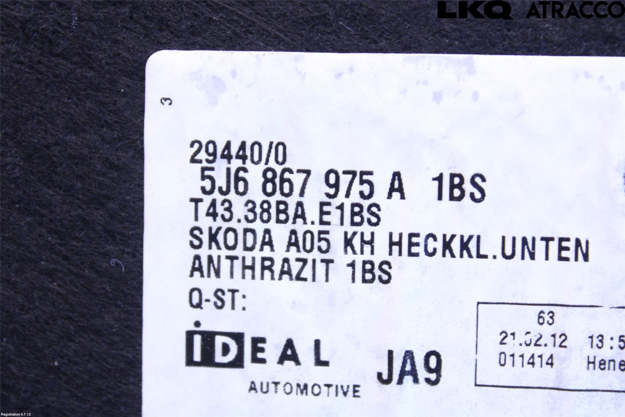 Skoda FABIA 07-14 Inredning Bakluckeklädsel