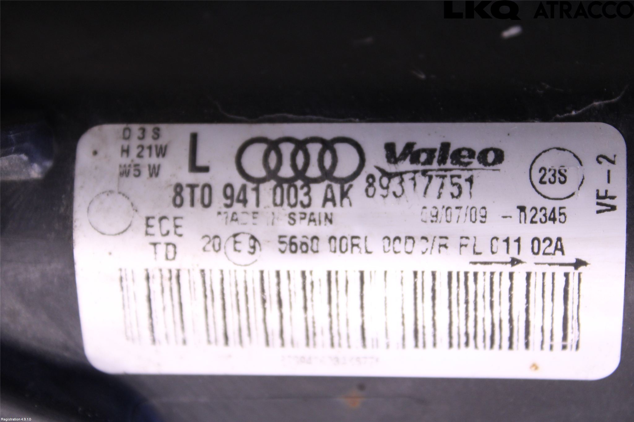 Audi A5 07-16 Strålkastare Vänster