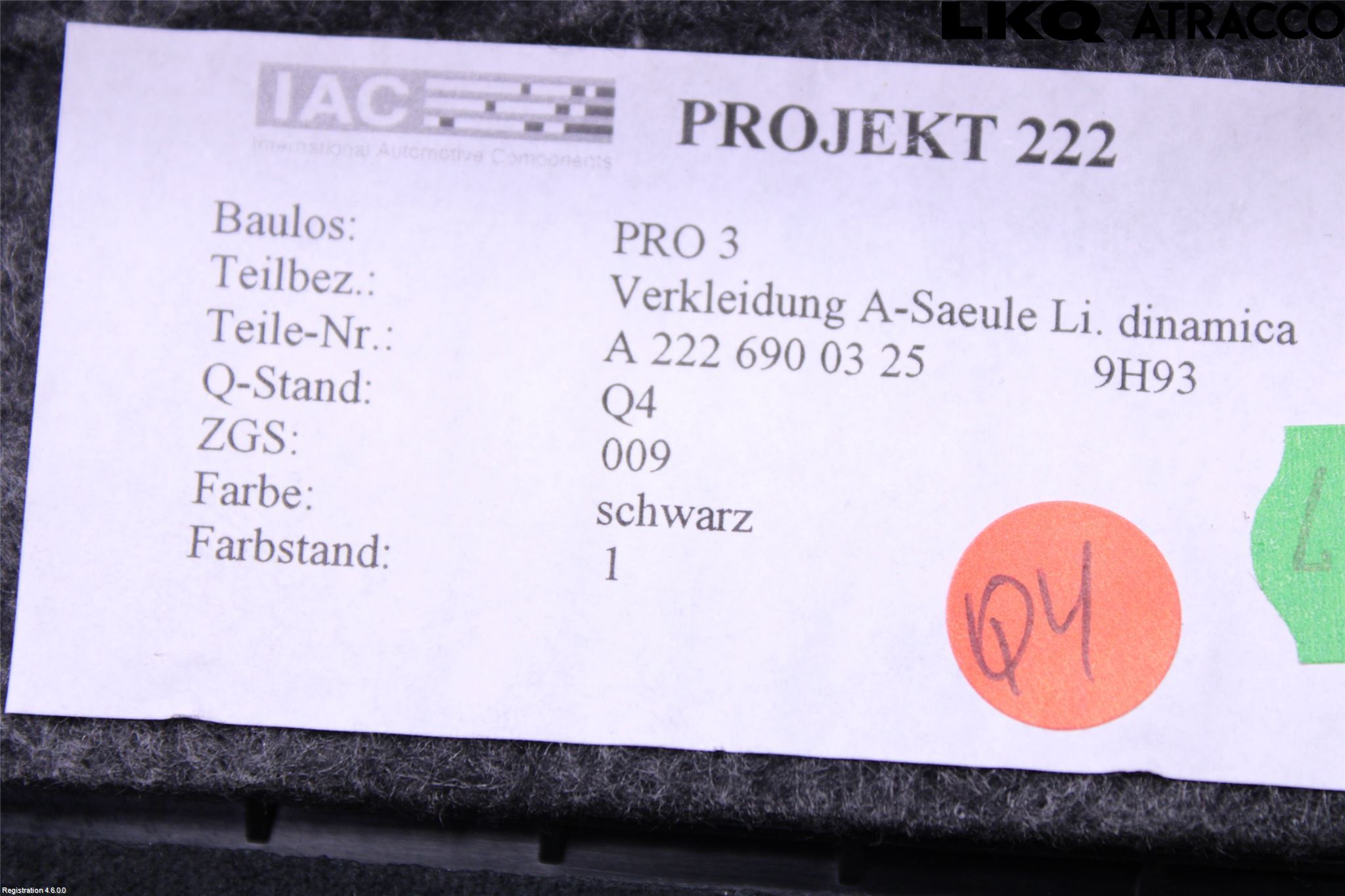Övriga MB S-CLASS AMG (W221) Inr Plastd A-B-C Stolpe