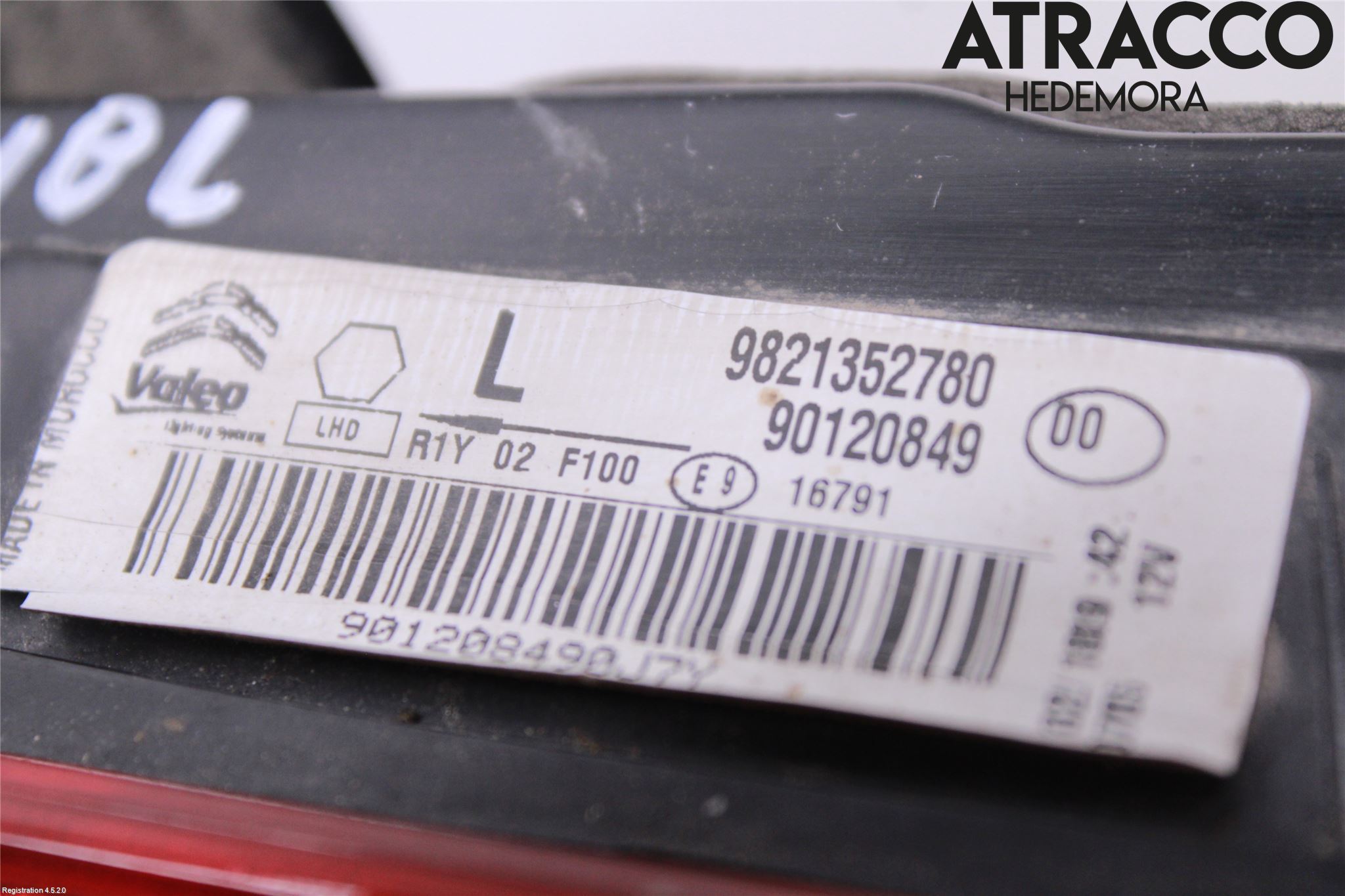 Citroen C4 CACTUS 14-20 Bakljus Lucka Vä