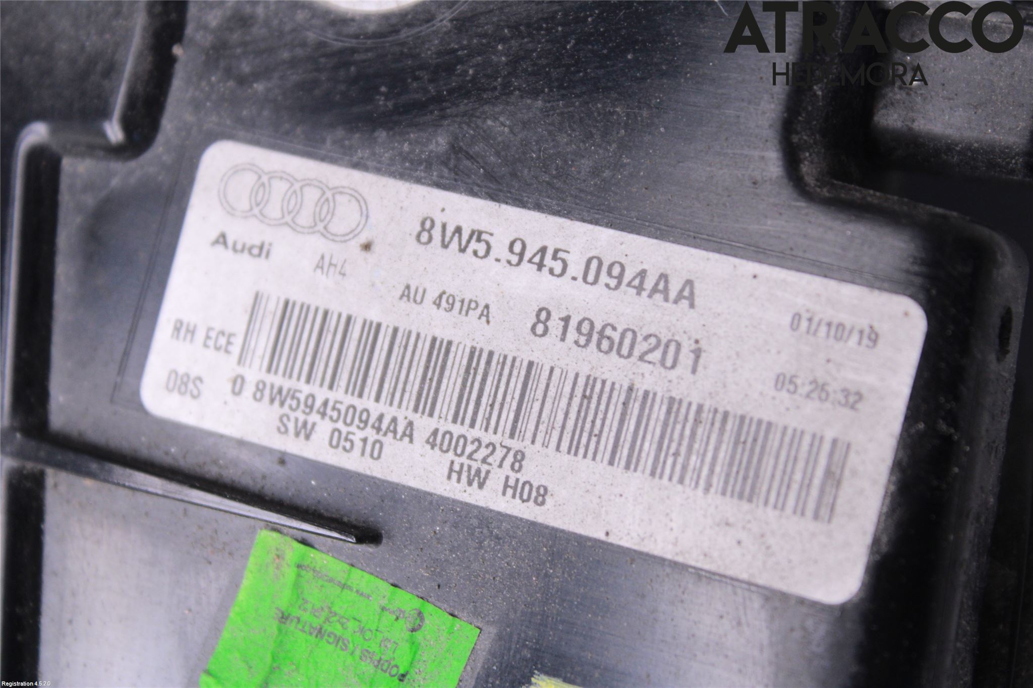 Audi A4/S4 B9 16-19 Bakljus Lucka Hö