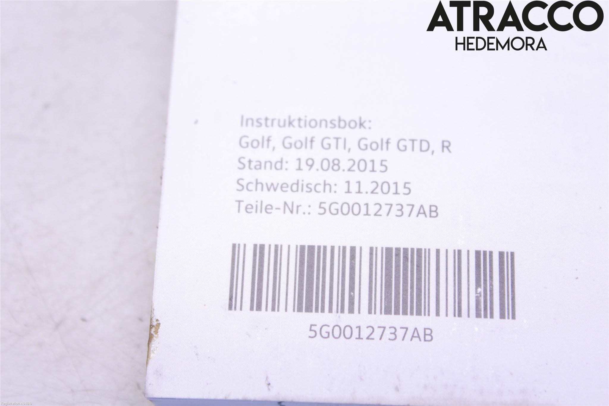 Volkswagen VW GOLF / E-GOLF VII 13-20 Instruktionsbok