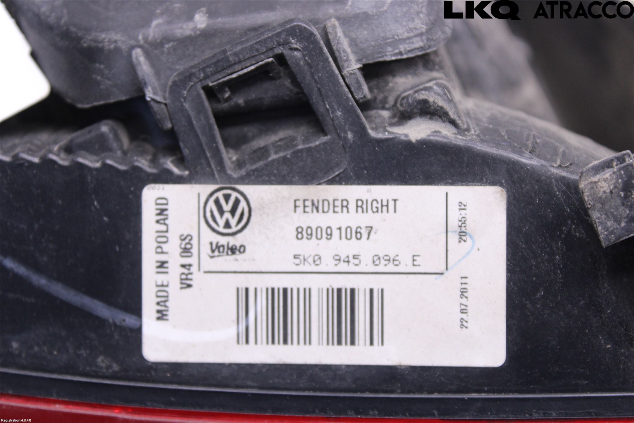 Volkswagen VW GOLF VI 09-13 Bakljus Höger