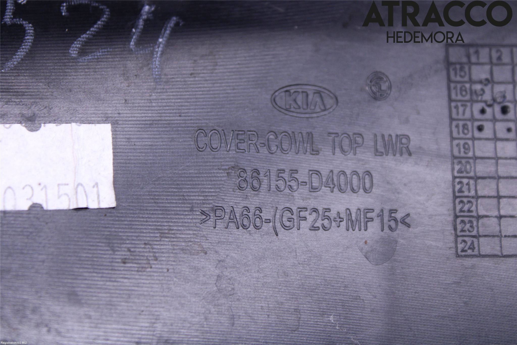 Kia OPTIMA 16-20 Torpedplåt-Torpedplast