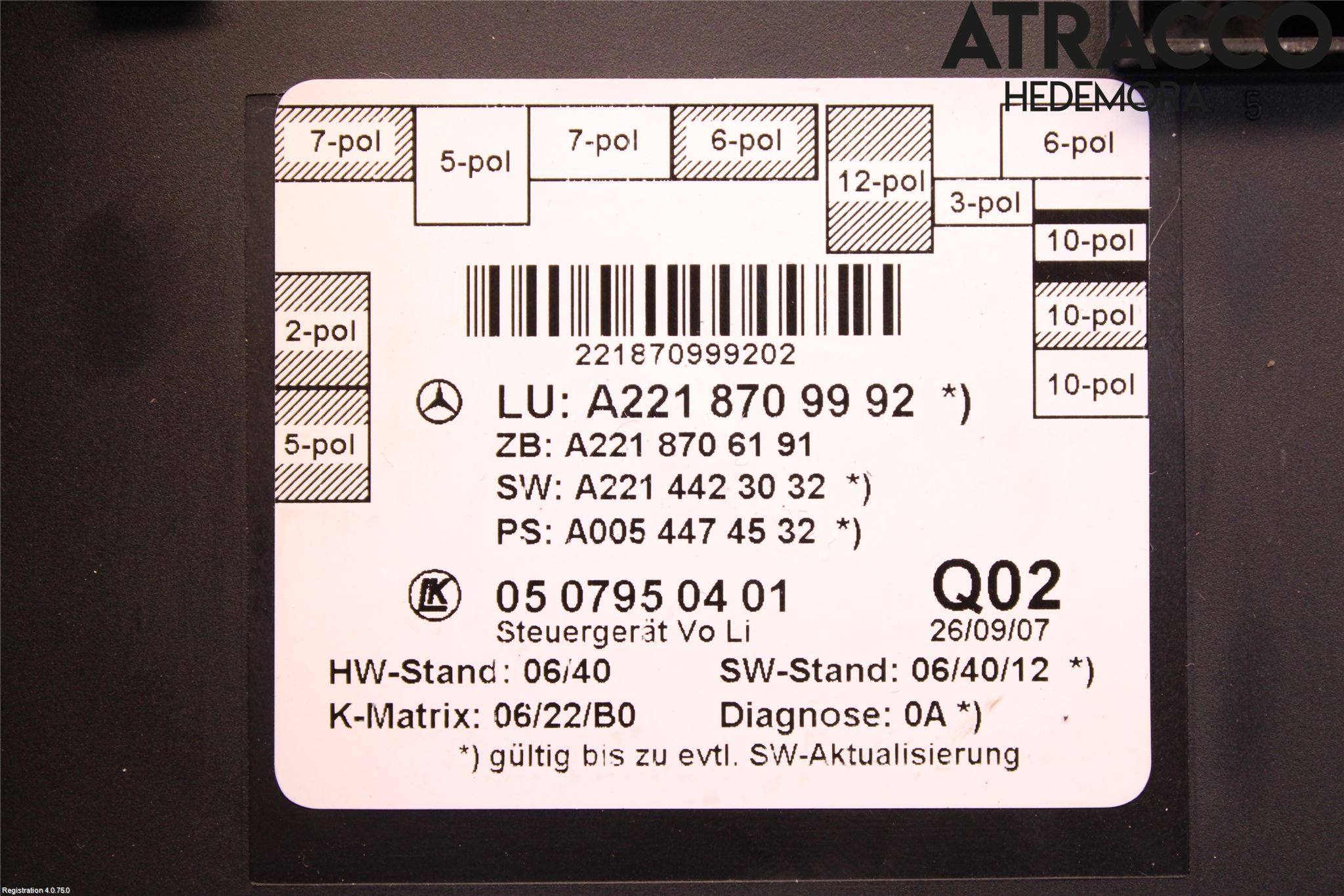 Mercedes-Benz MB S-KLASS (W221) 05-13 Styrenhet Dörr