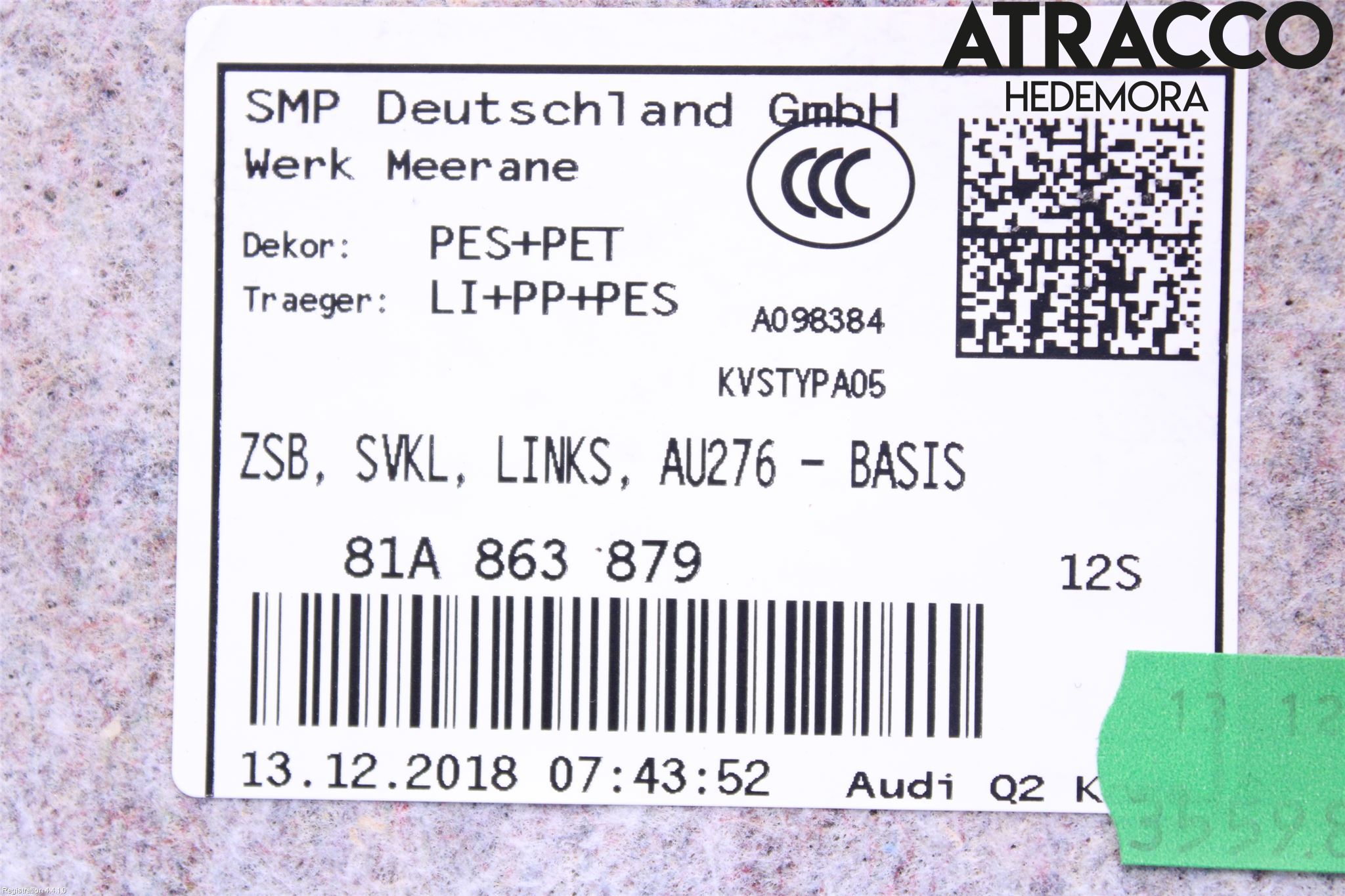 Audi Q2/SQ2 17- Inredning Bakluckeklädsel