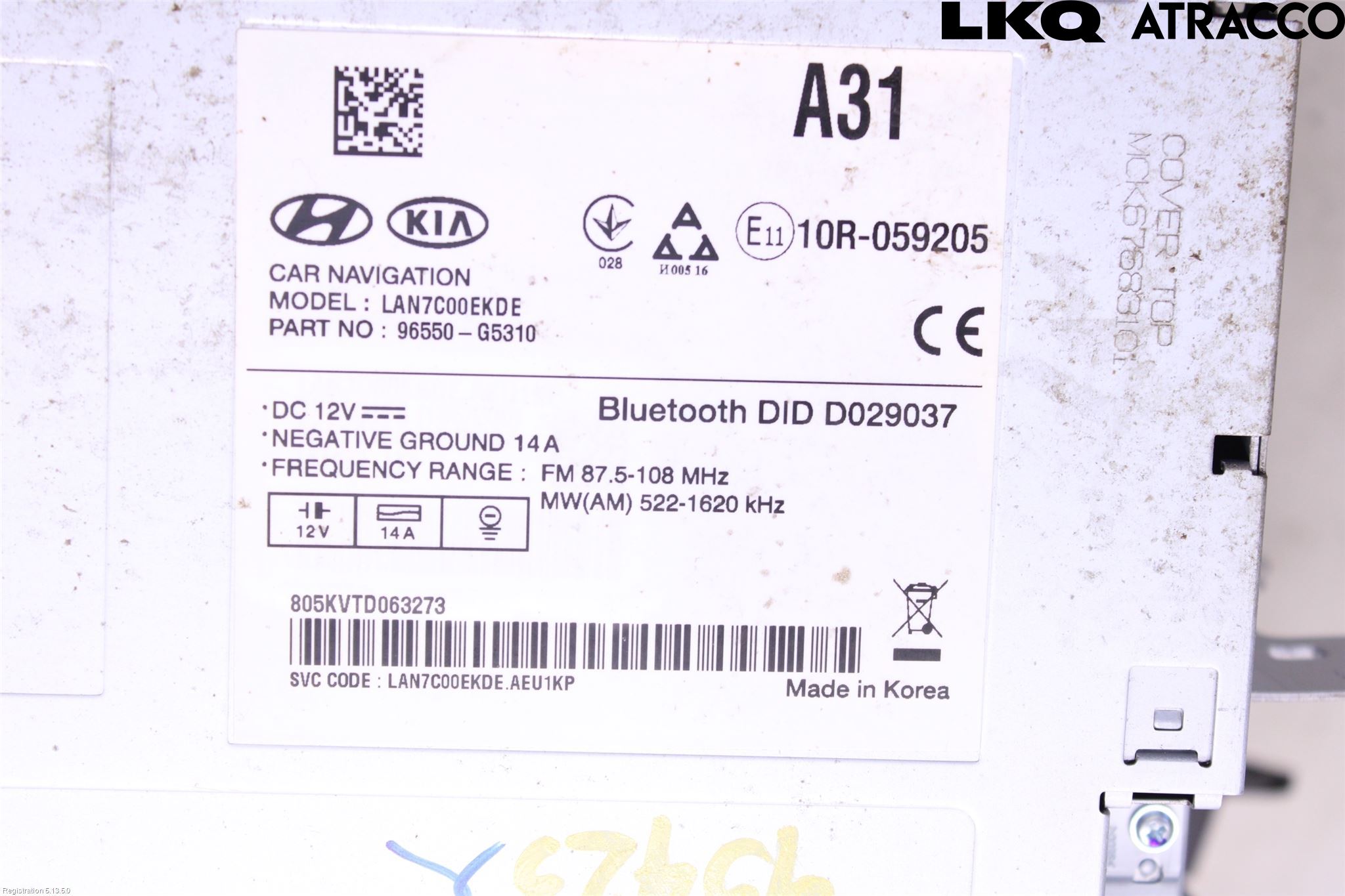 Kia NIRO (DE) 17-22 Cd Radio - Multimediapanel