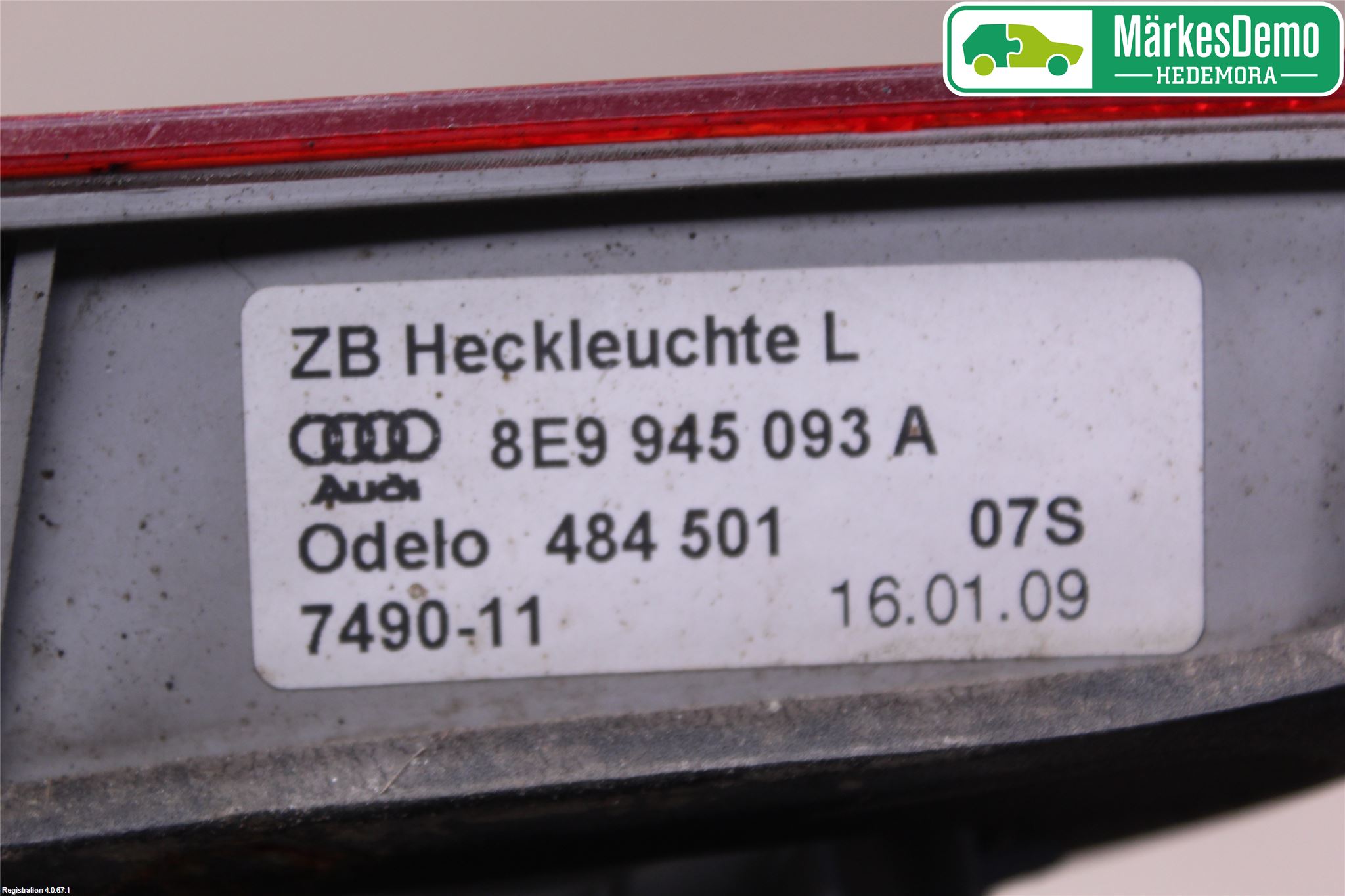 Audi A4/S4 05-07 Bakljus Lucka Vä