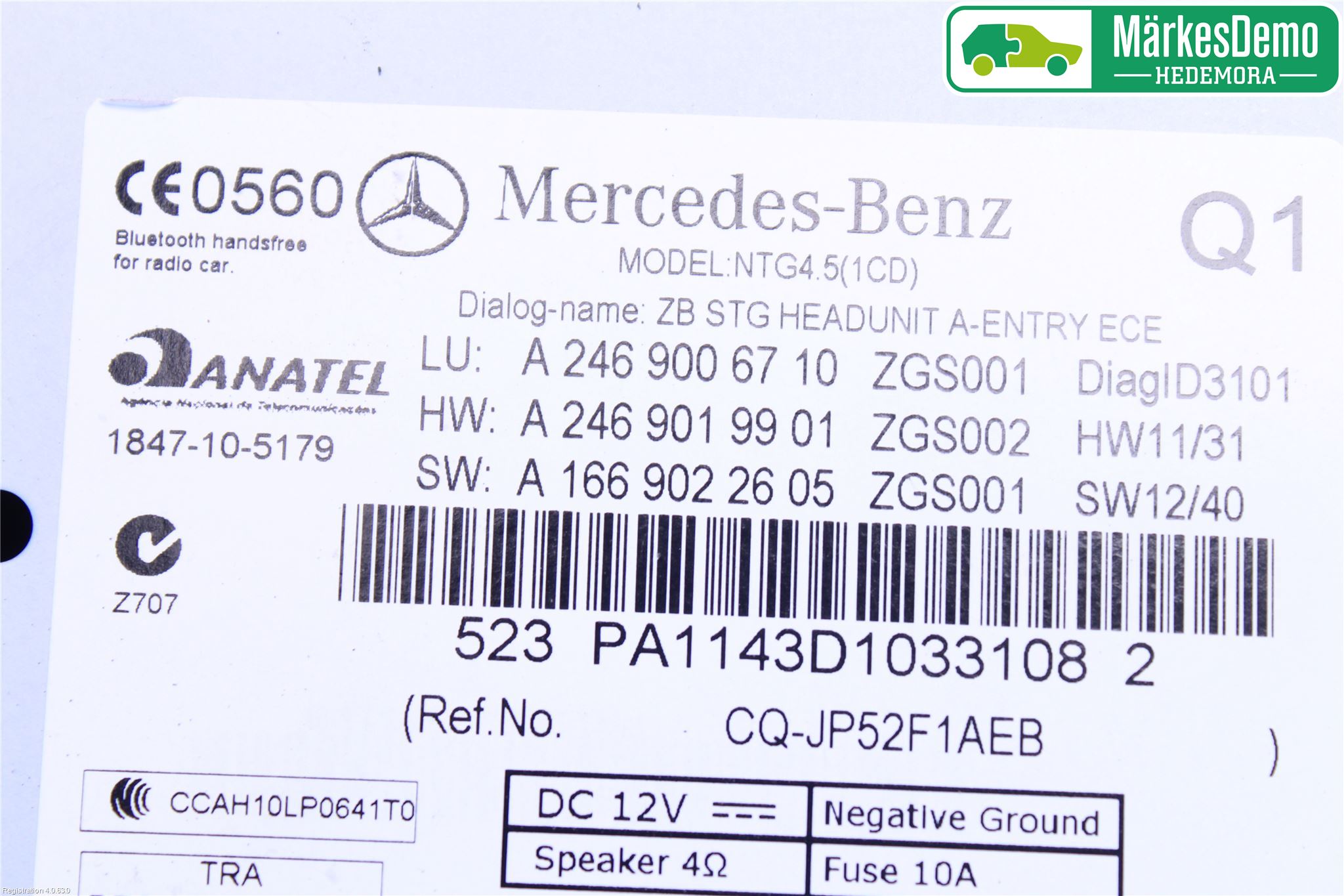 Mercedes-Benz MB B-KLASS (W246/W242) 12-19 Cd Radio - Multimediapanel