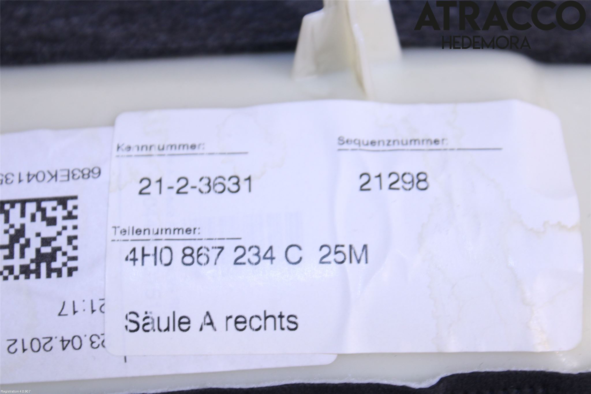 Audi A8/S8 4H 10-17 Inr Plastd A-B-C Stolpe