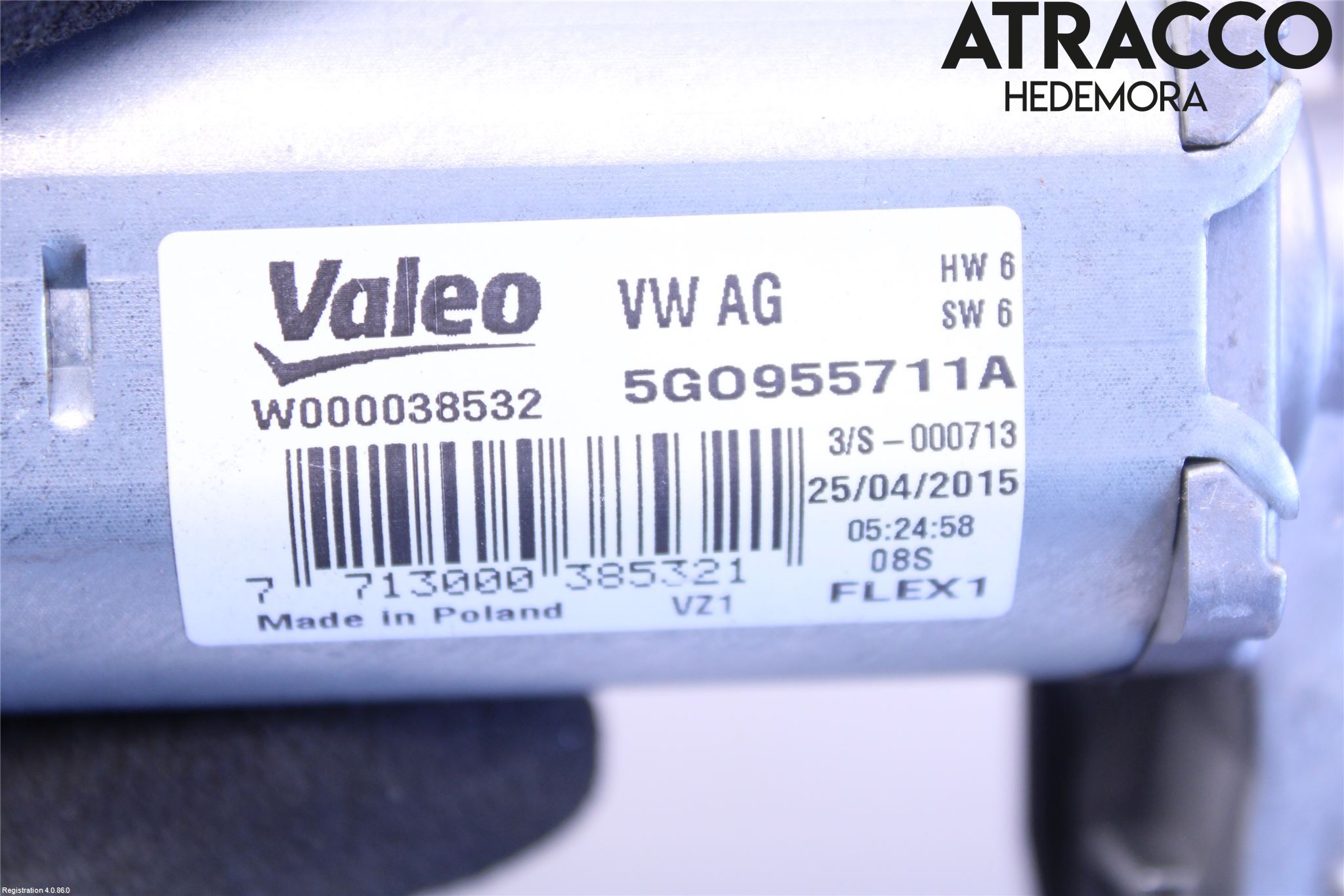 Volkswagen VW PASSAT 15-19 Torkarmotor Baklucka