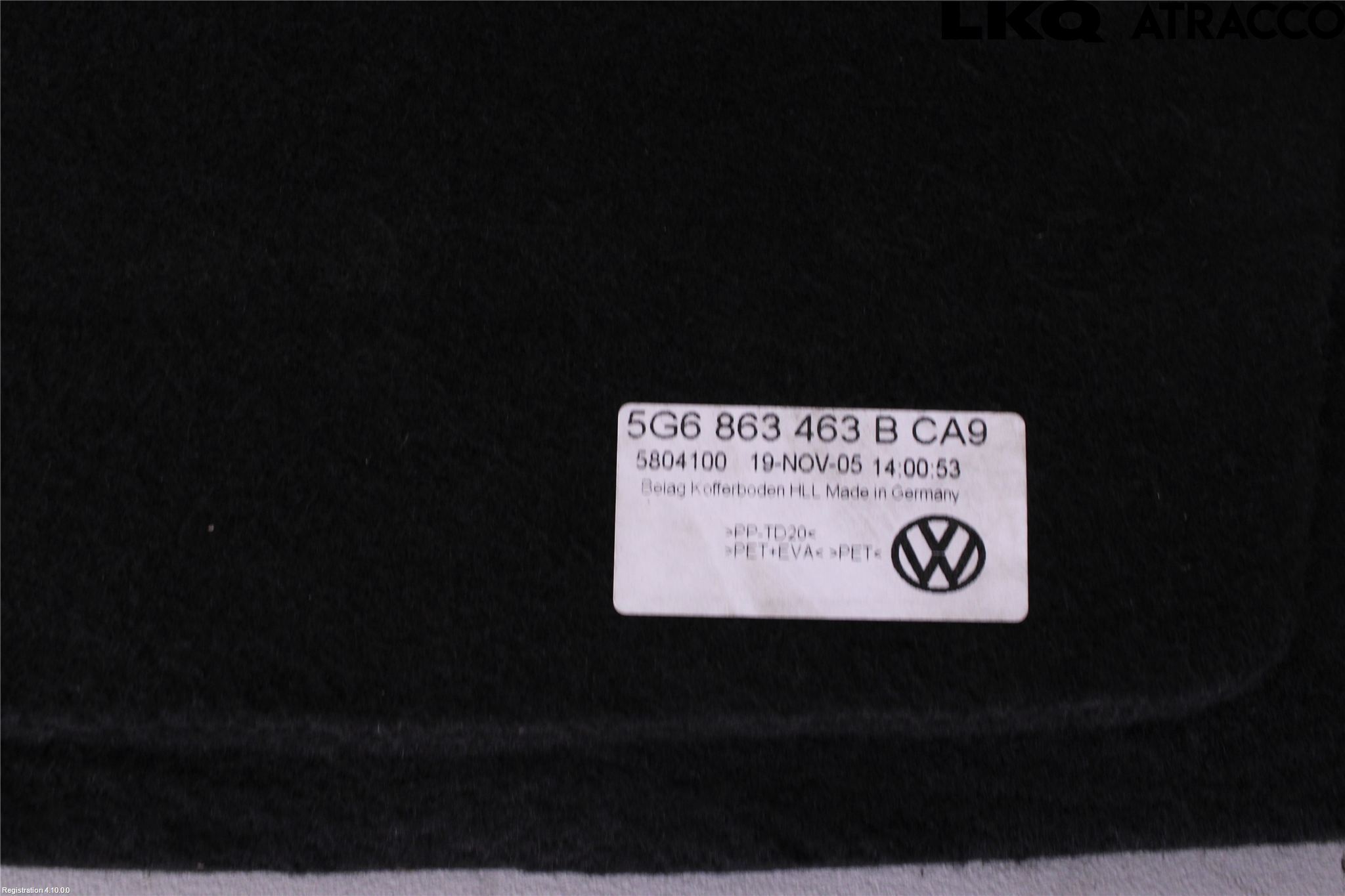 Volkswagen VW GOLF / E-GOLF VII 13-20 Bagage Golv