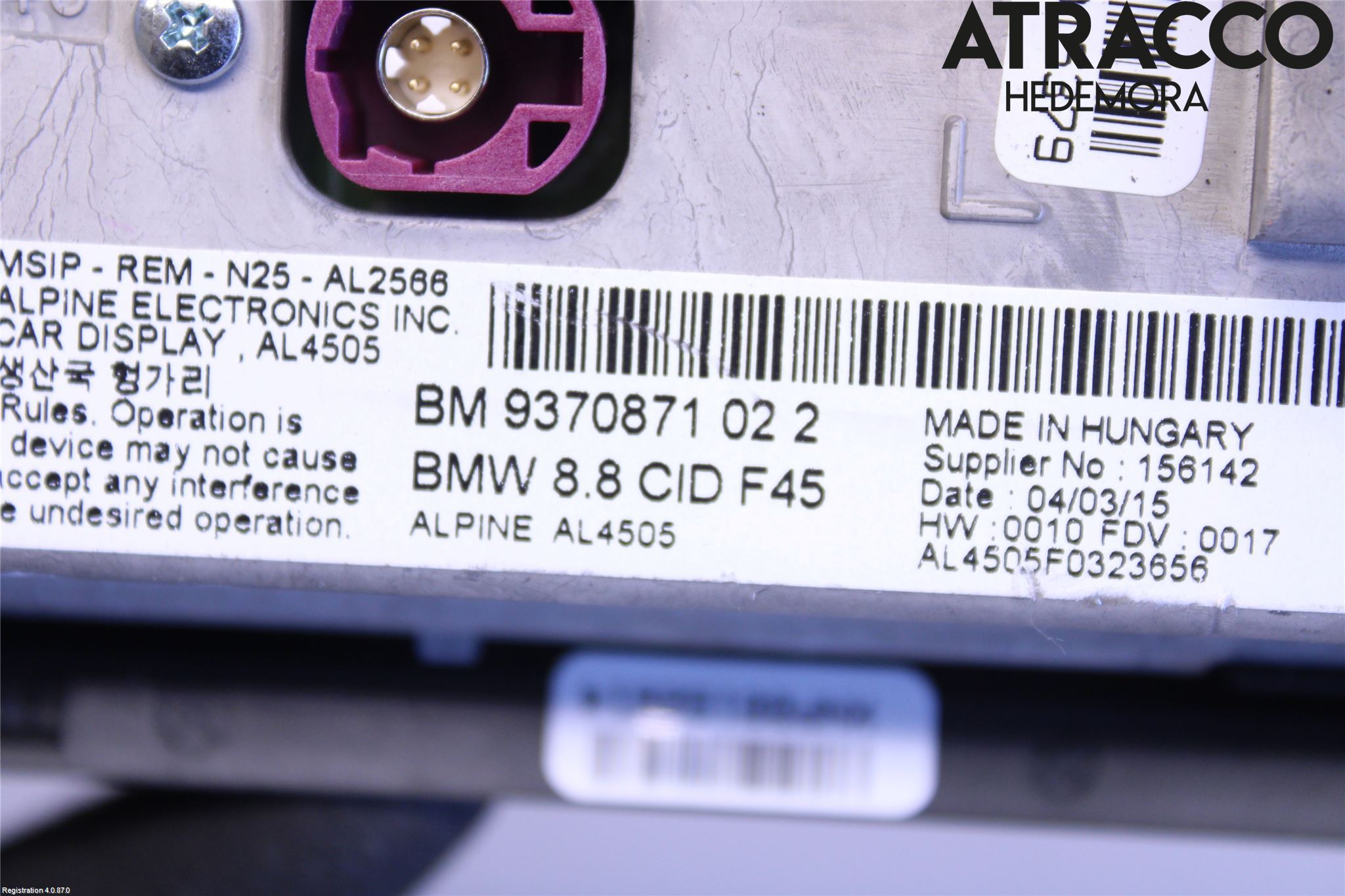 BMW 2 F45 Active Tourer 14-21 Bildskärm