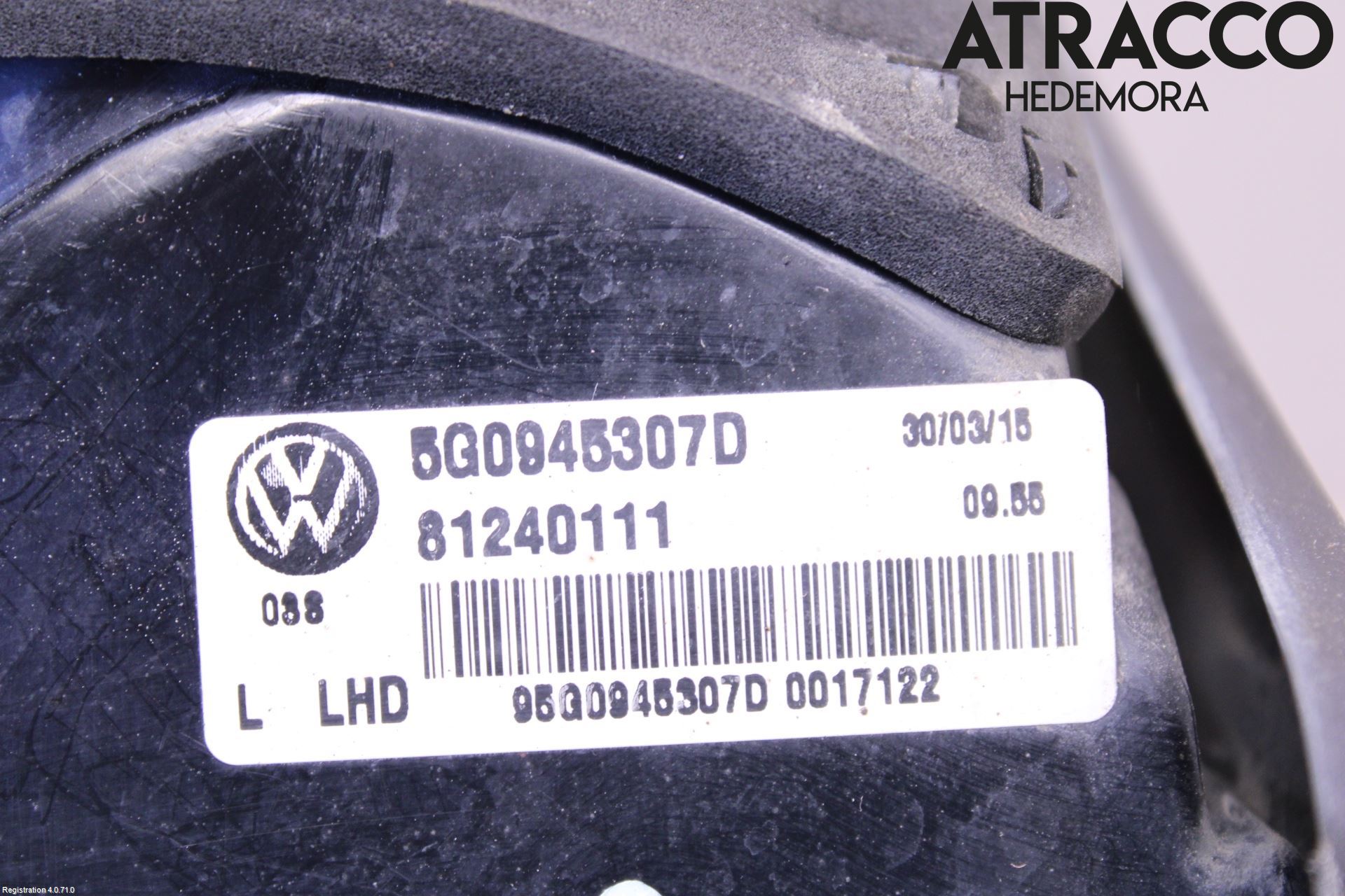 Volkswagen VW GOLF / E-GOLF VII 13-20 Bakljus Lucka Vä