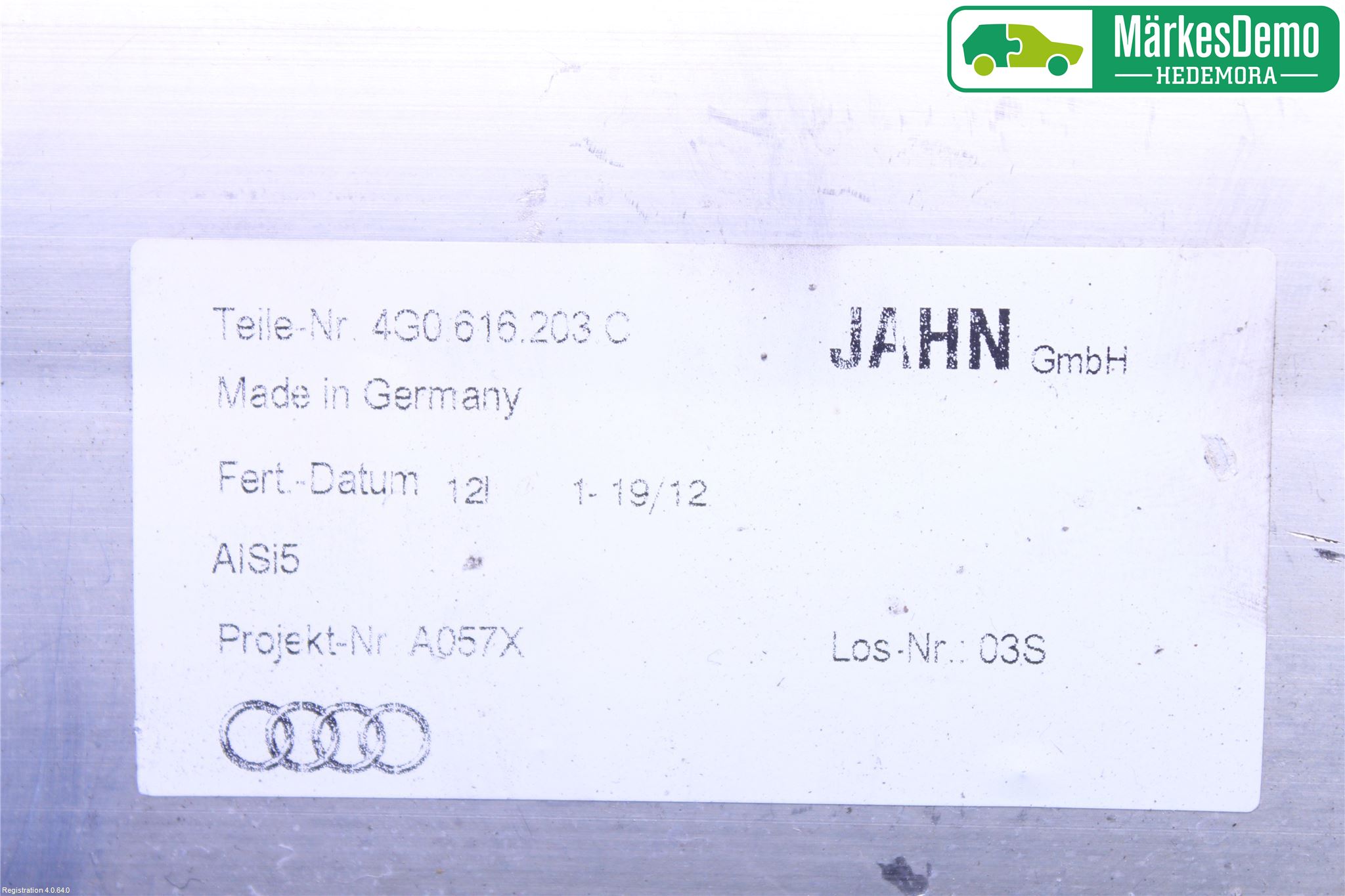 Audi A6/S6 4G 11-18 Nivå/Luftförändring Trycktank