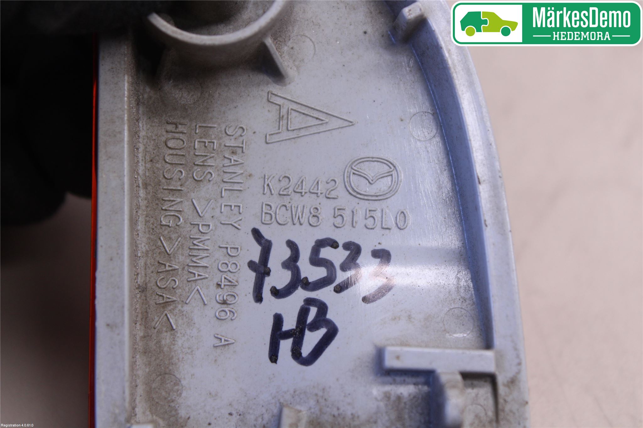 Mazda 3 III 14-19 Dimljus/Reflex Bak