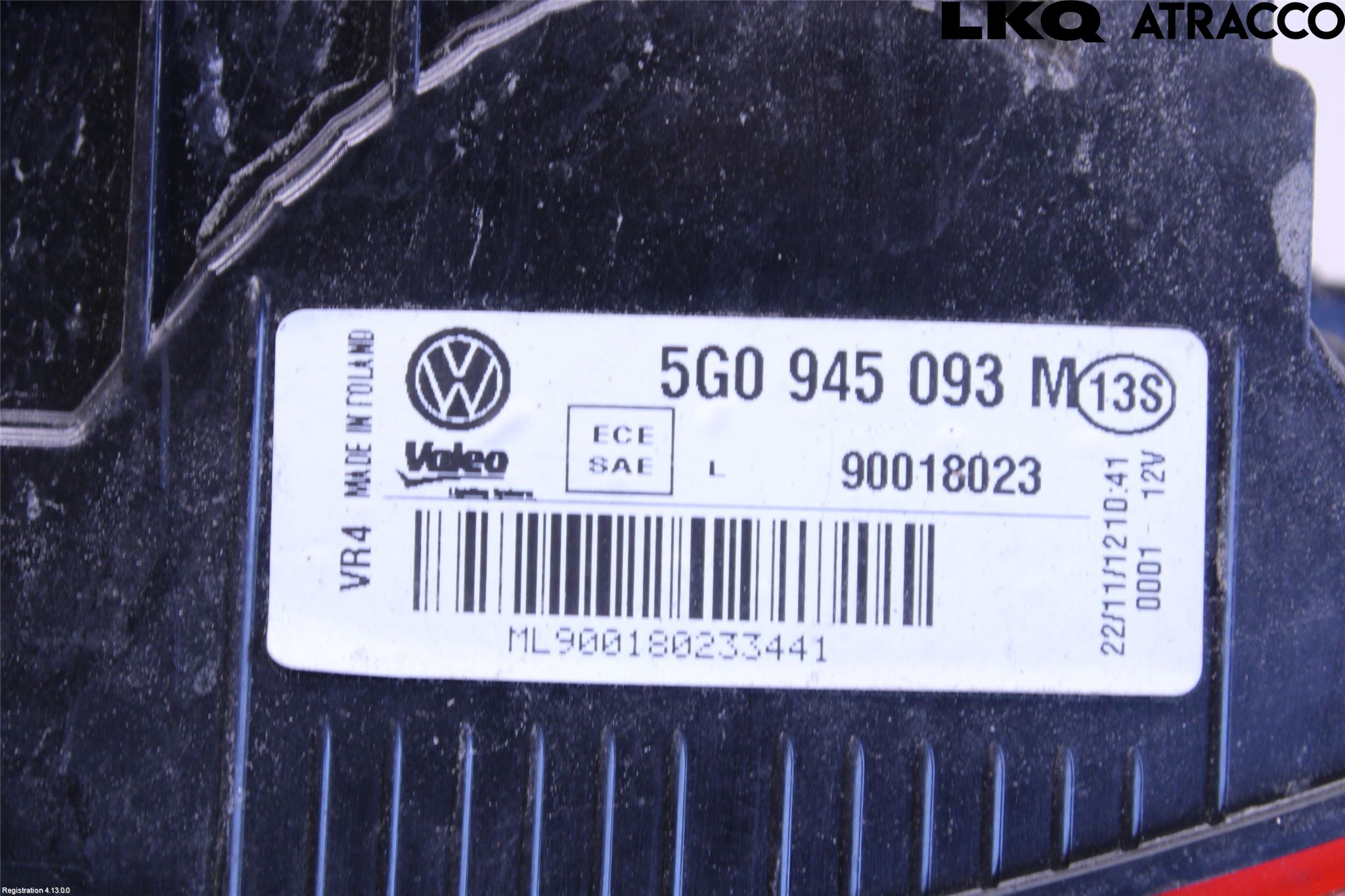 Volkswagen VW GOLF / E-GOLF VII 13-20 Bakljus Lucka Vä