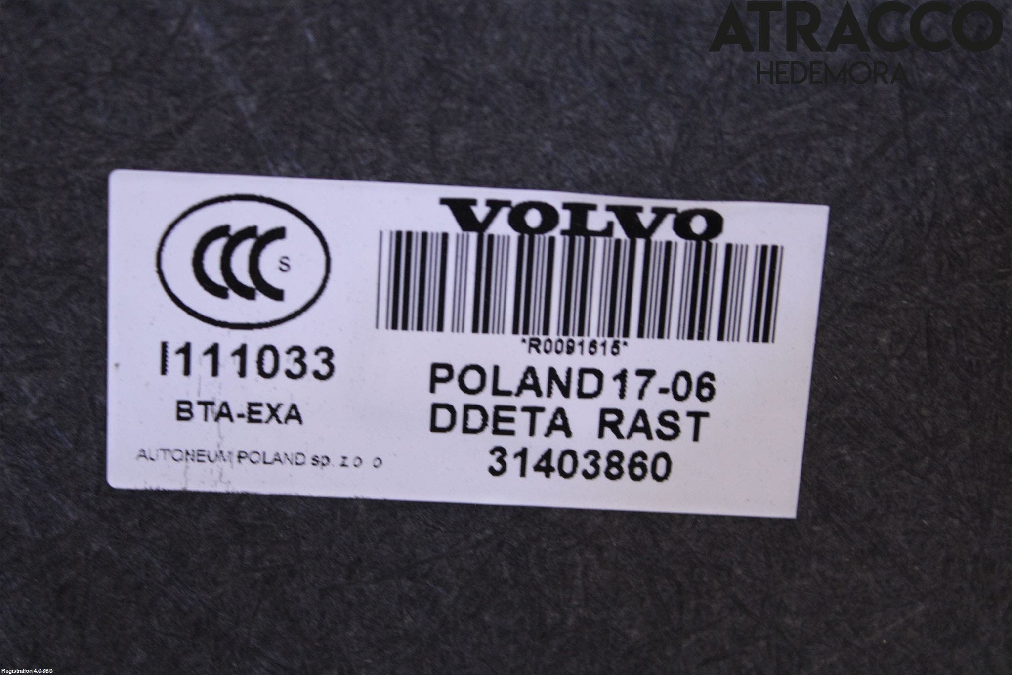 Volvo S60 CROSS COUNTRY 16-19 Bagage Golv