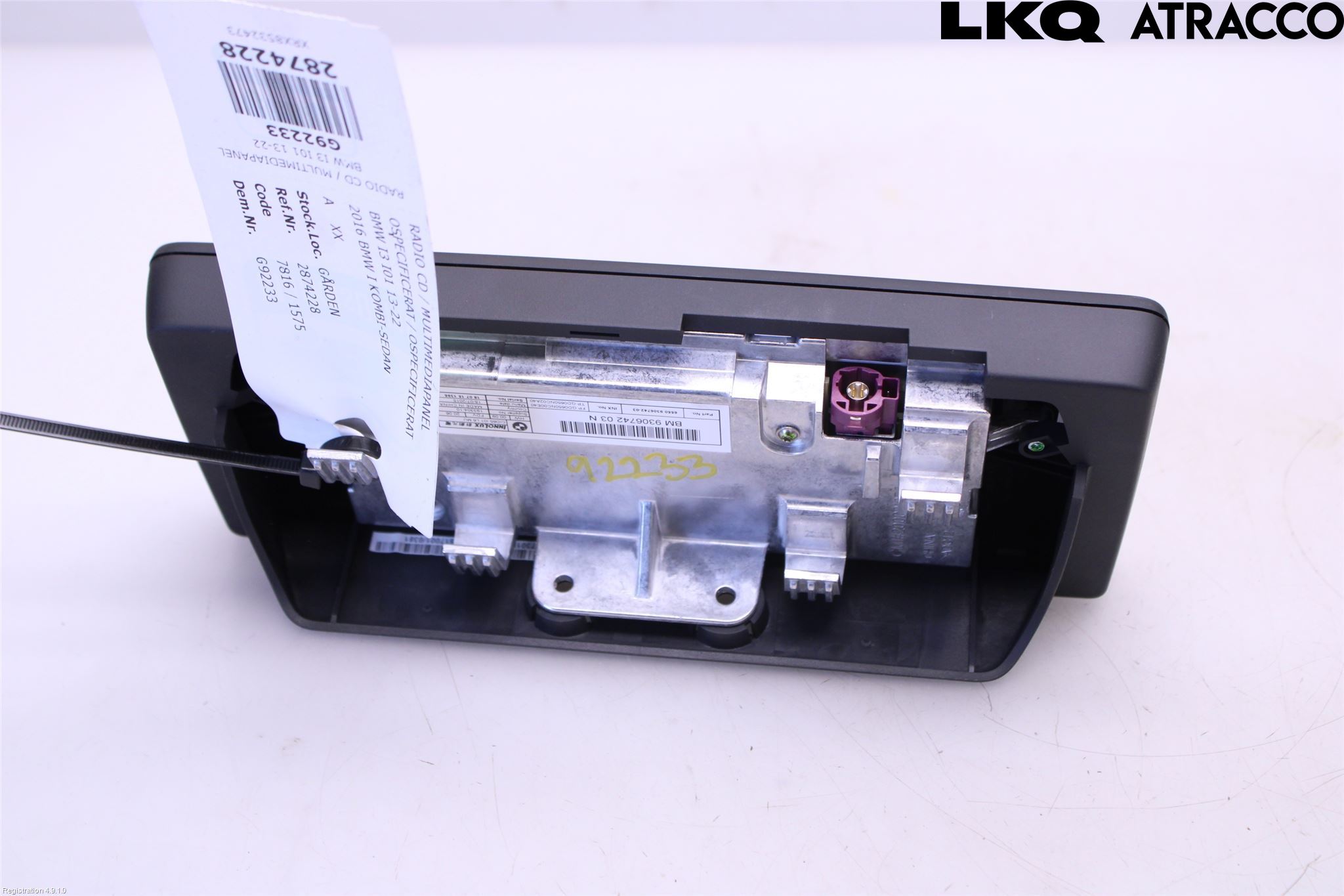 BMW i3 I01 13-22 Cd Radio - Multimediapanel