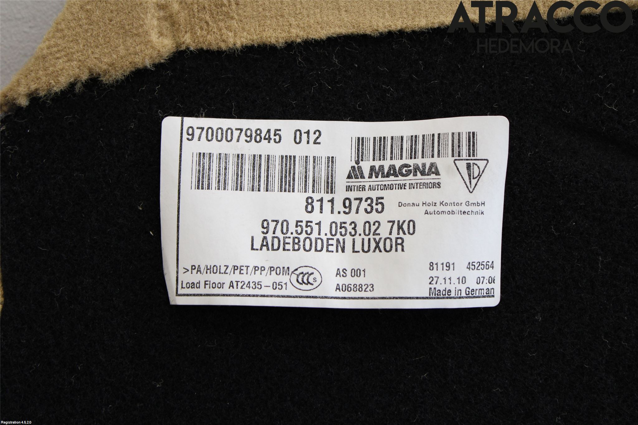 Porsche PANAMERA 09- Bagage Golv