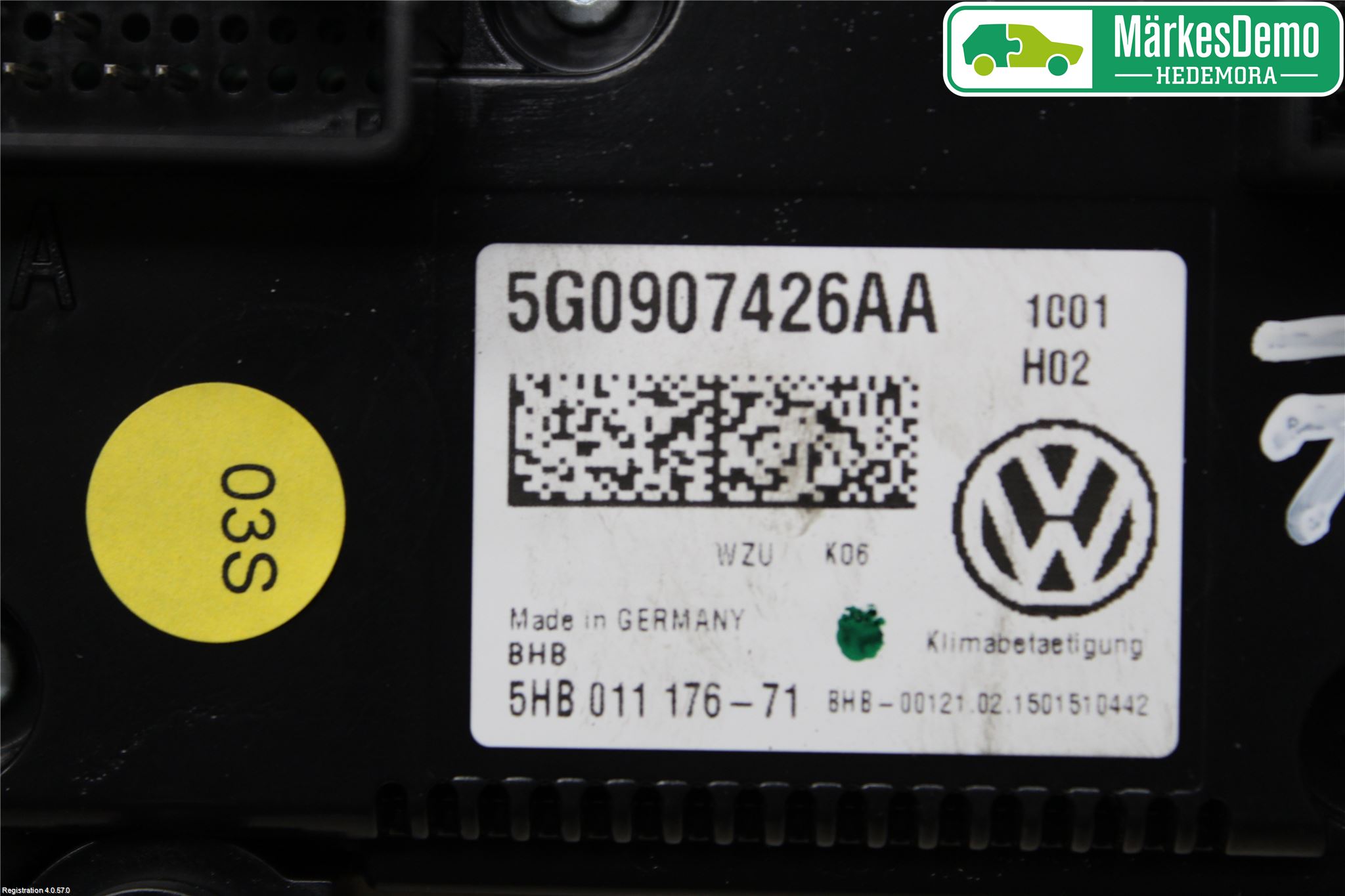 Volkswagen VW GOLF / E-GOLF VII 13-20 Ac Styrenhet Ac Manöveren