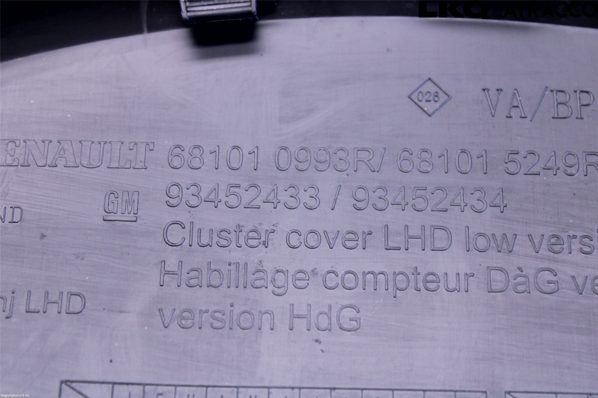 Renault TRAFIC/E-TECH 15- Instrumentsarg