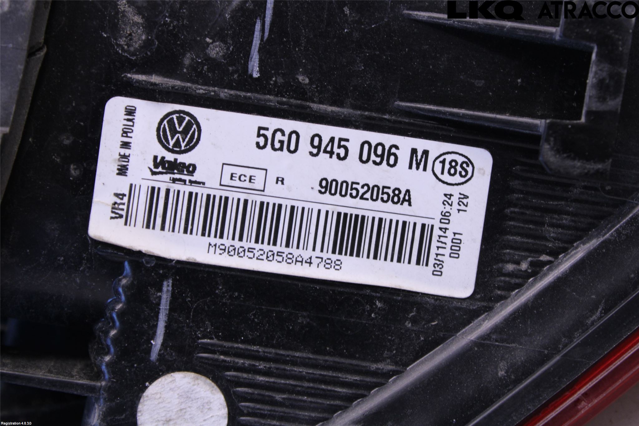 Volkswagen VW GOLF / E-GOLF VII 13-20 Bakljus Höger