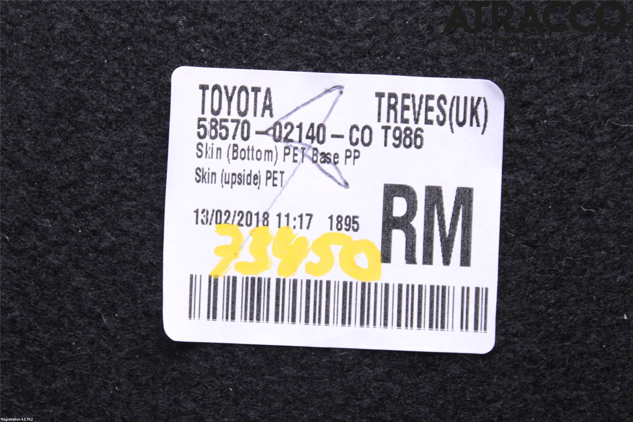 Toyota AURIS 13-19 Inrbagagerumklädsel-Golv