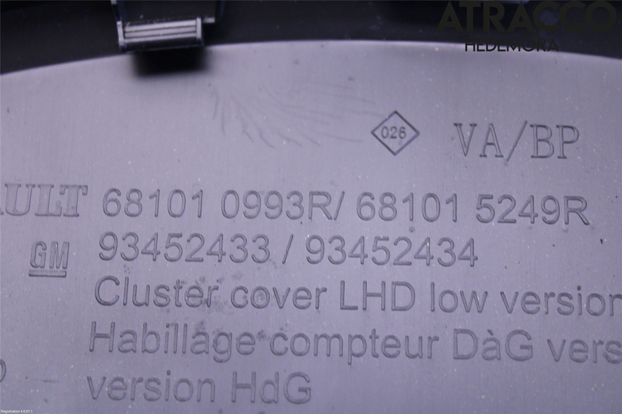 Renault TRAFIC/E-TECH 15- Instrumentsarg