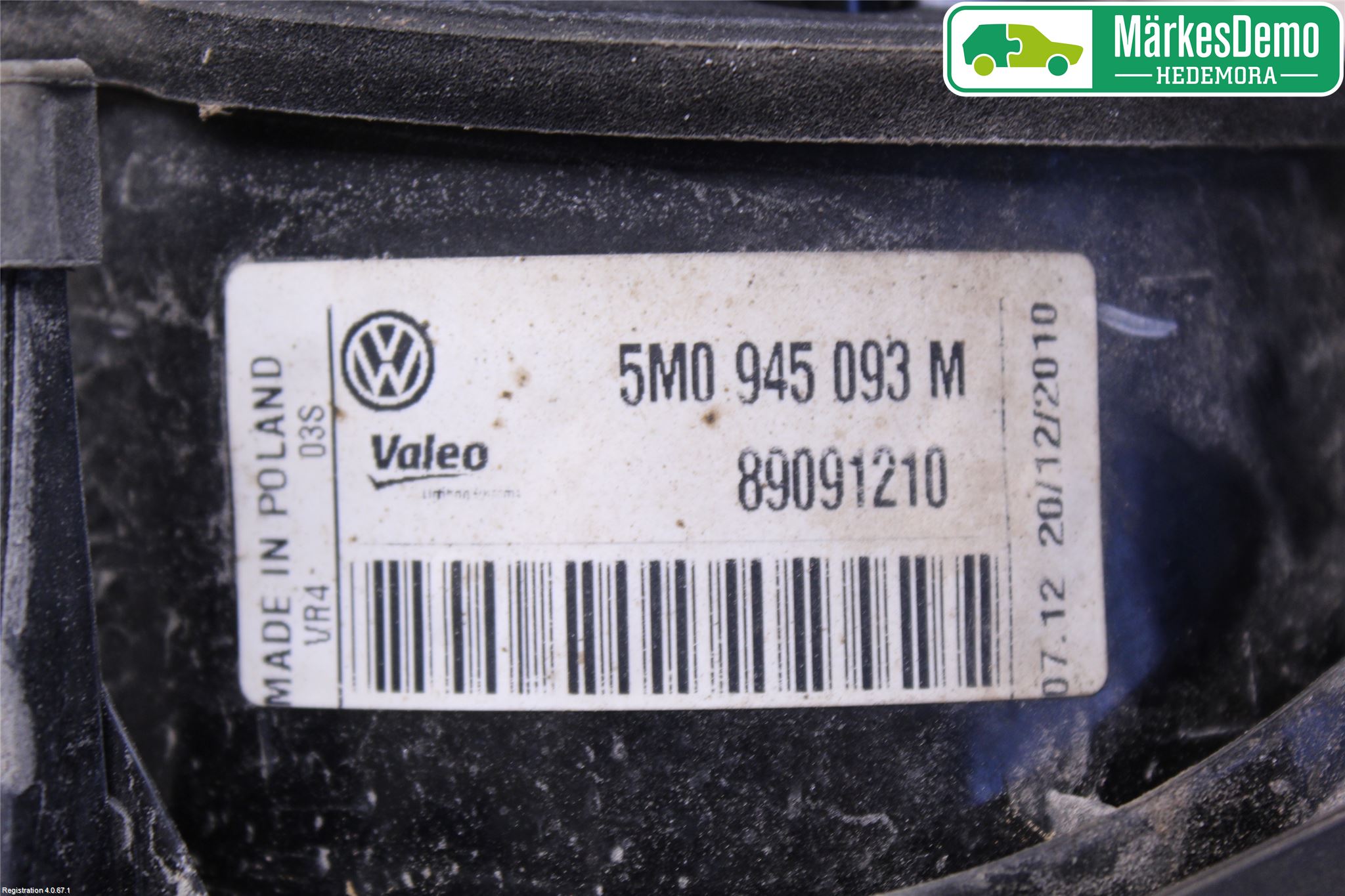 Volkswagen VW GOLF PLUS/CROSS GOLF 04-14 Bakljus Lucka Vä