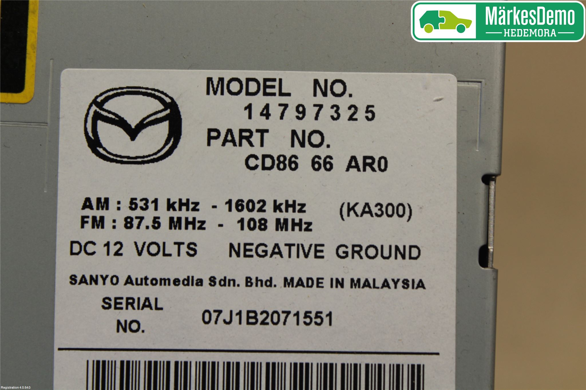 Mazda 5 05-10 Cd Radio - Multimediapanel