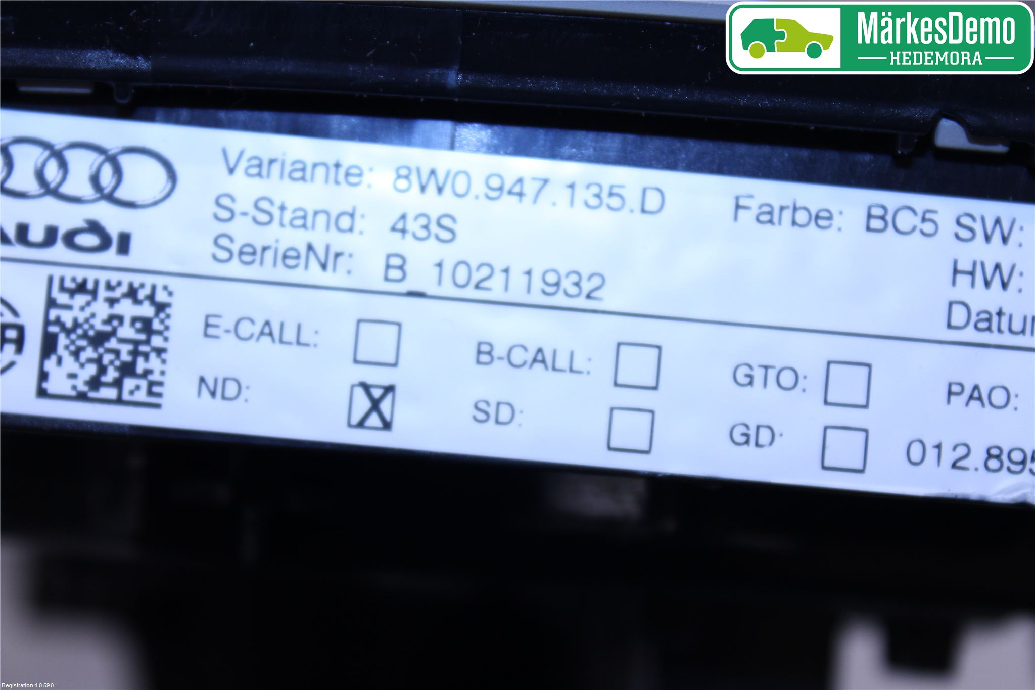 Audi A4/S4 B9 16-19 Innerbelysning