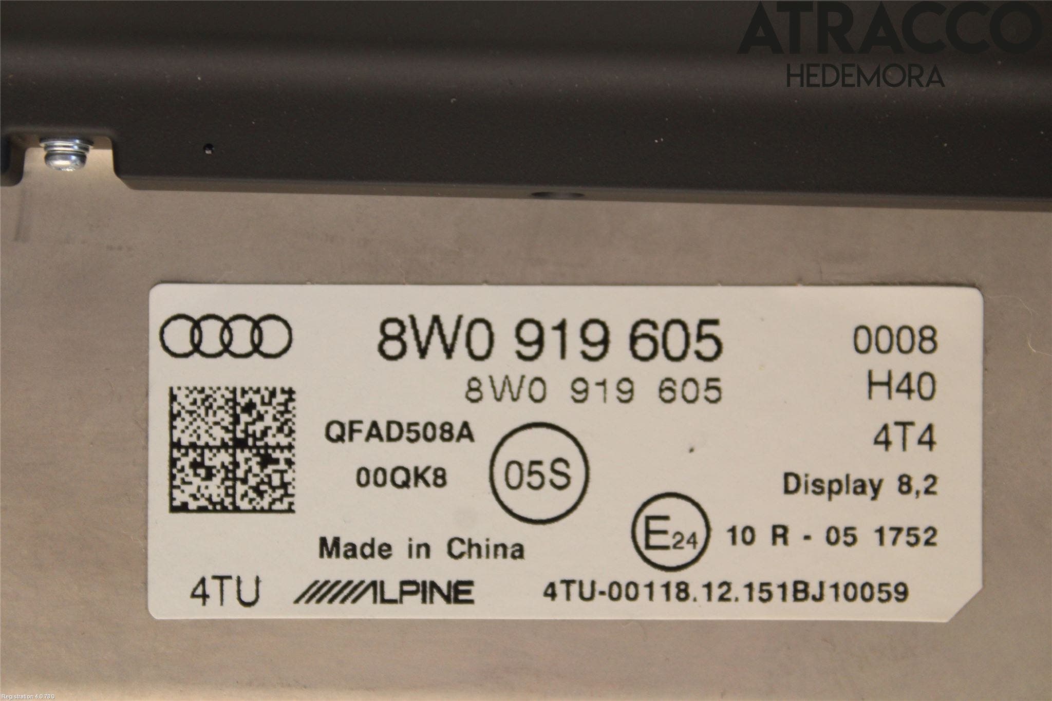 Audi A4/S4 B9 16-19 Bildskärm