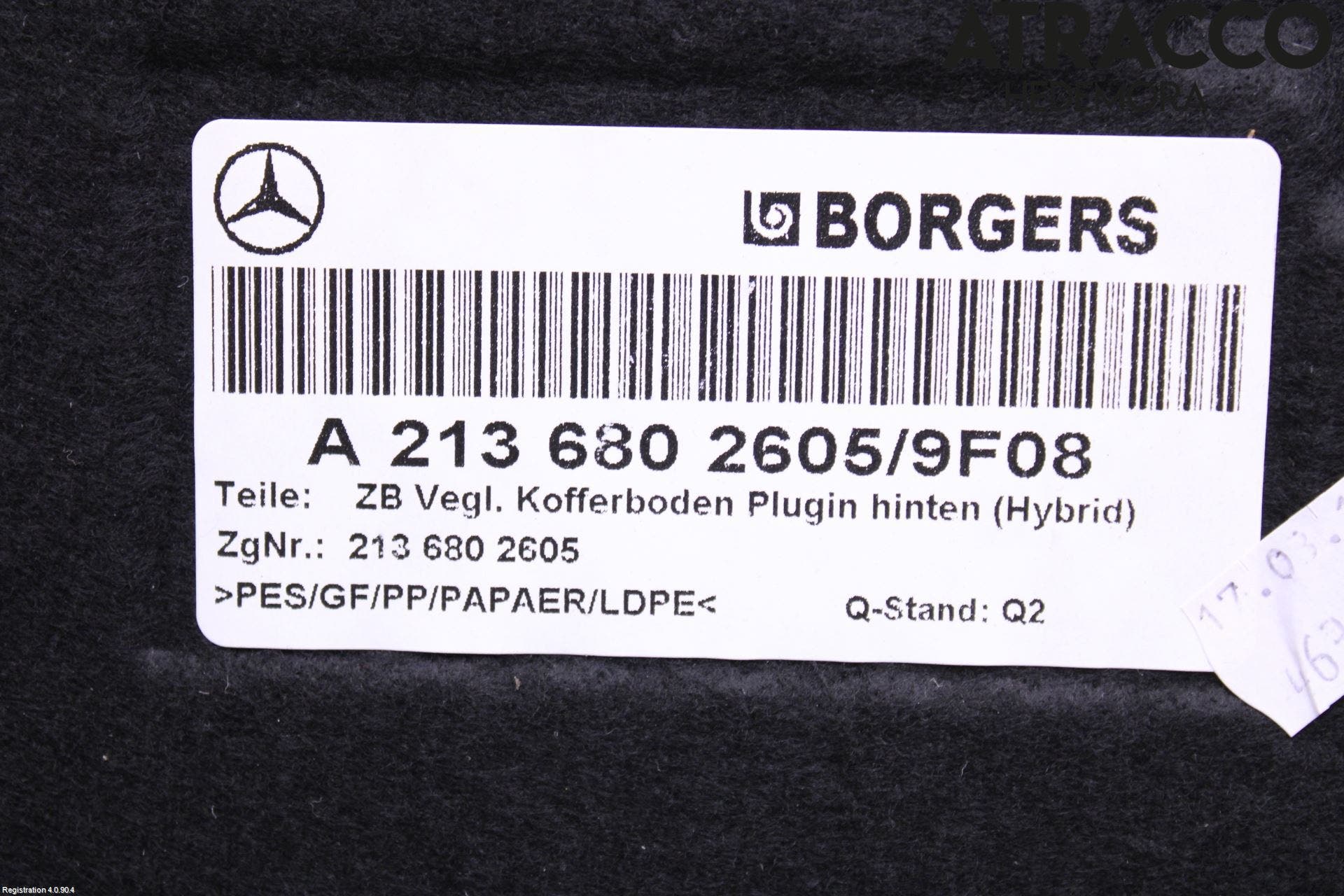 Mercedes-Benz MB E-KLASS (W213) 16-23 Inrbagagerumklädsel-Golv