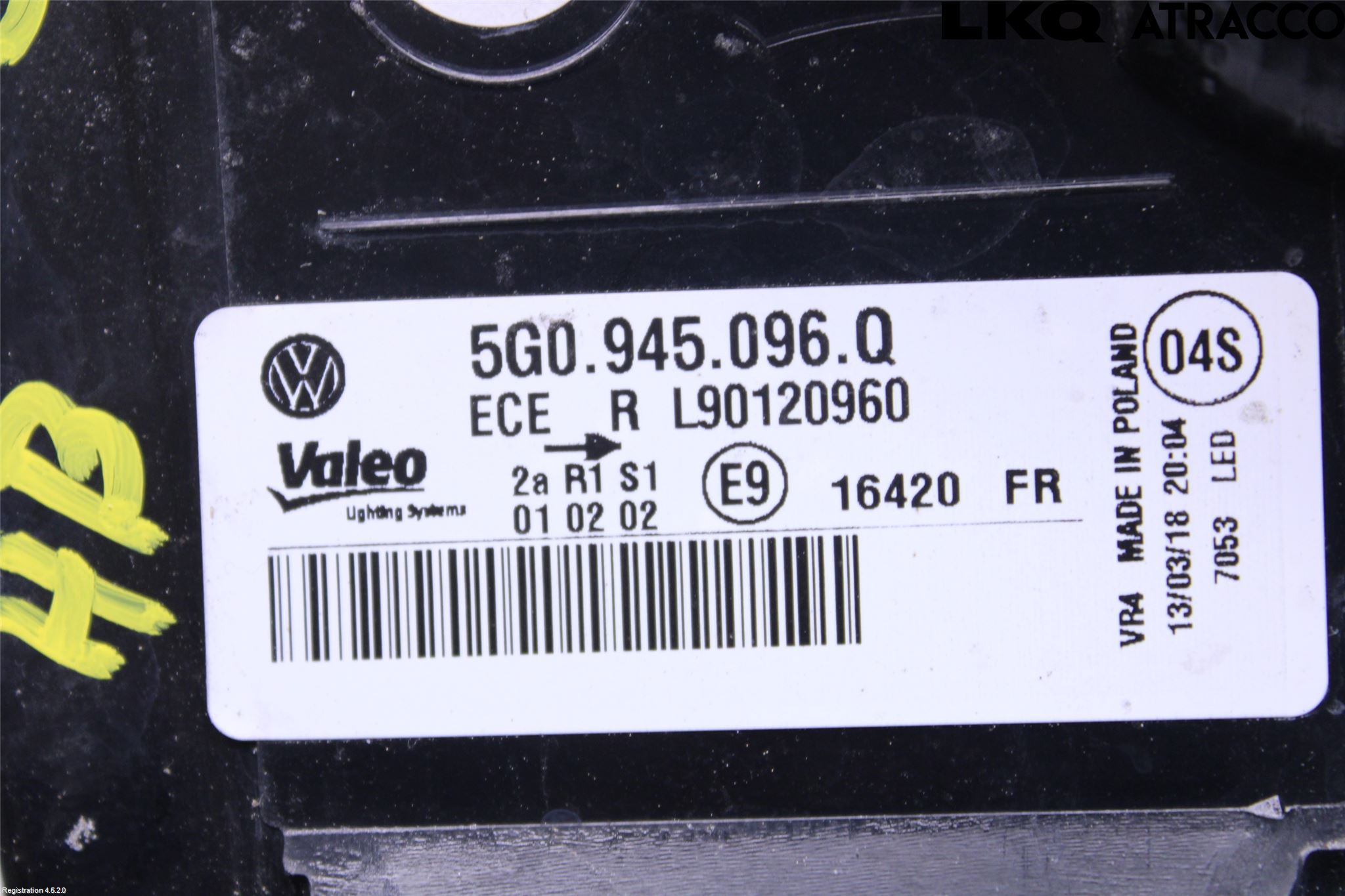 Volkswagen VW GOLF / E-GOLF VII 13-20 Bakljus Höger
