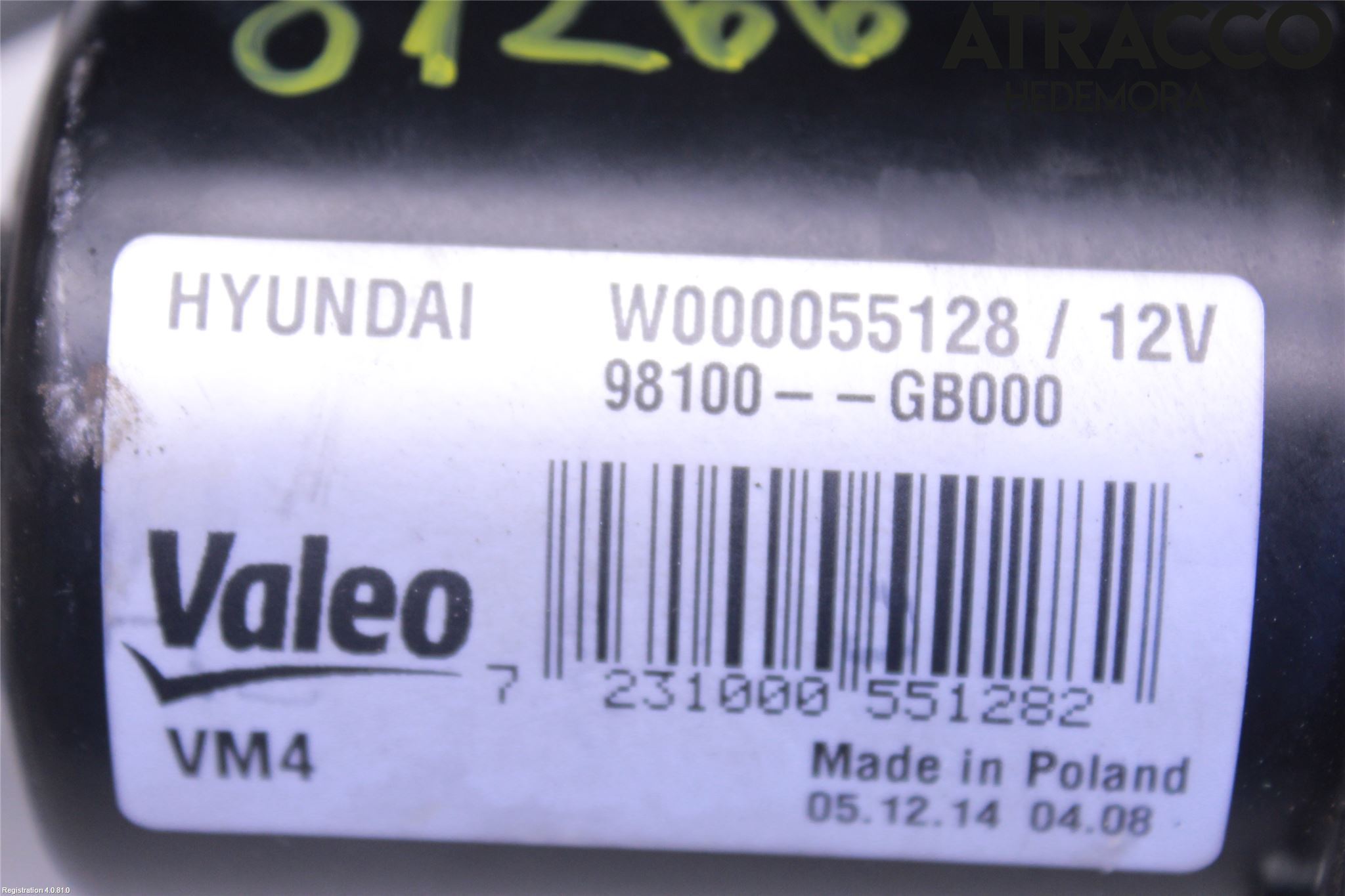 Hyundai i20 GB 15-20 Torkarmotor Vindruta
