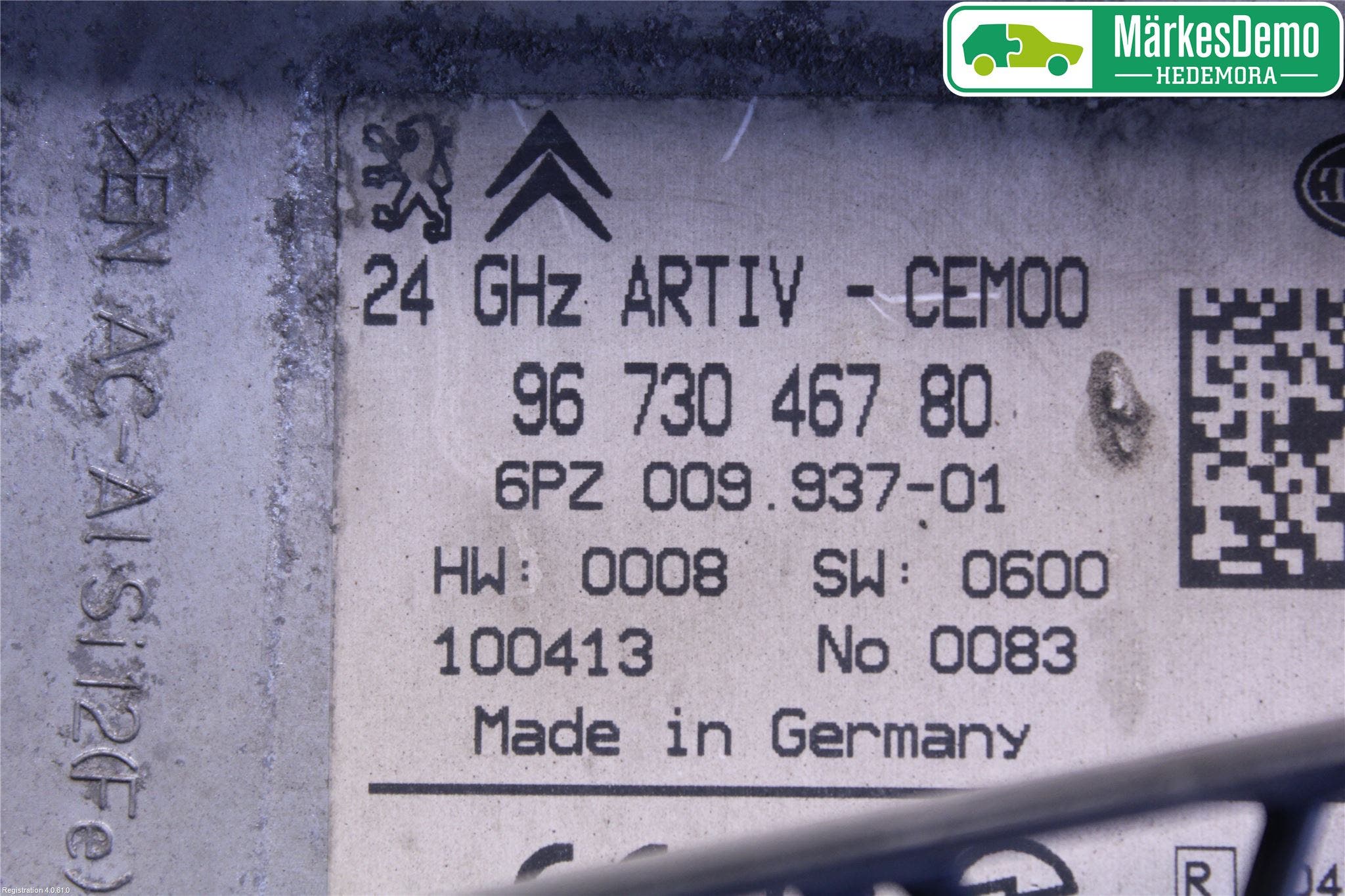 Peugeot 3008 09-16 Sensor Aktivt Kollisionsskydd
