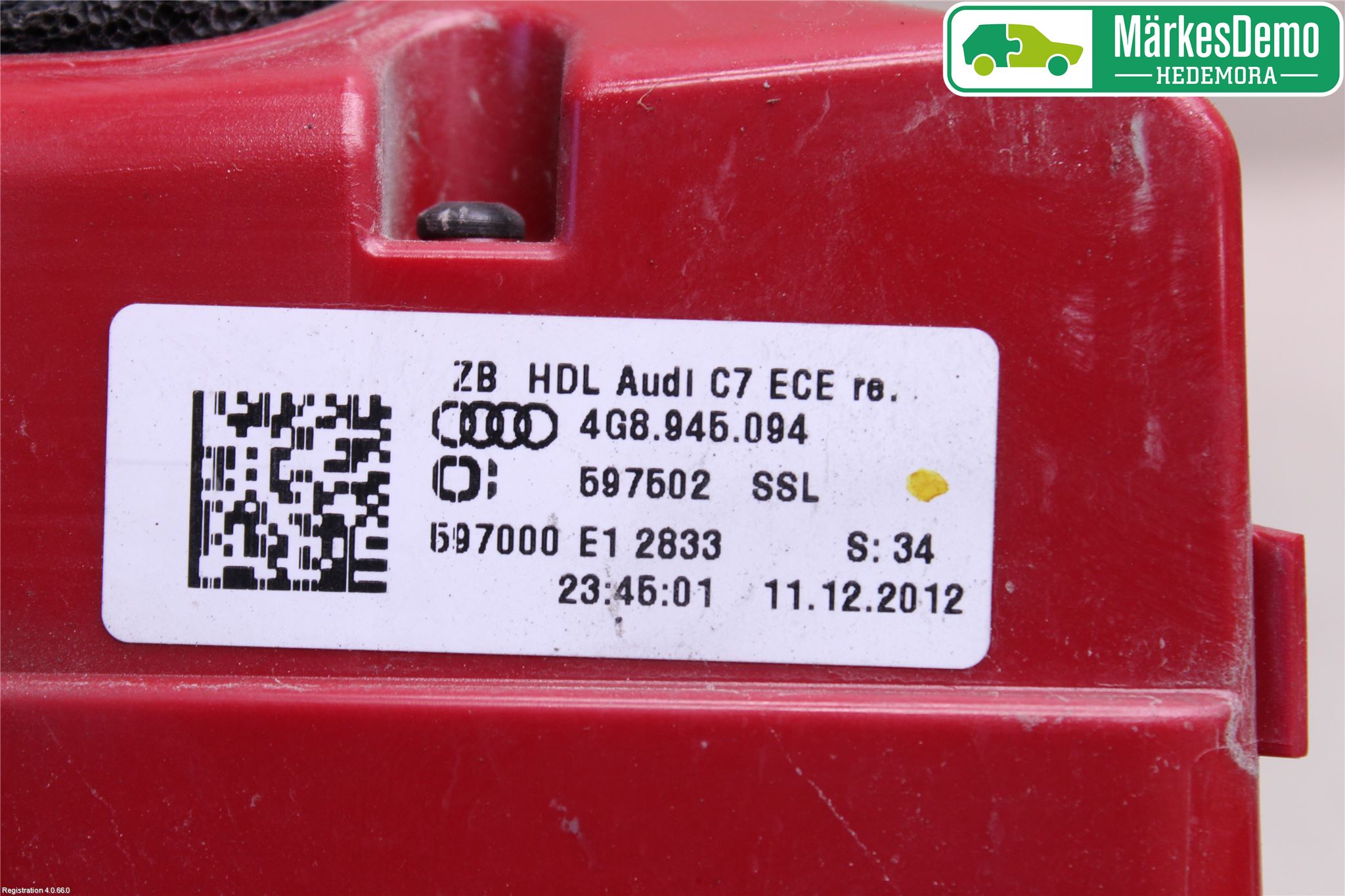 Audi A7/S7 4G 11-17 Bakljus Lucka Hö