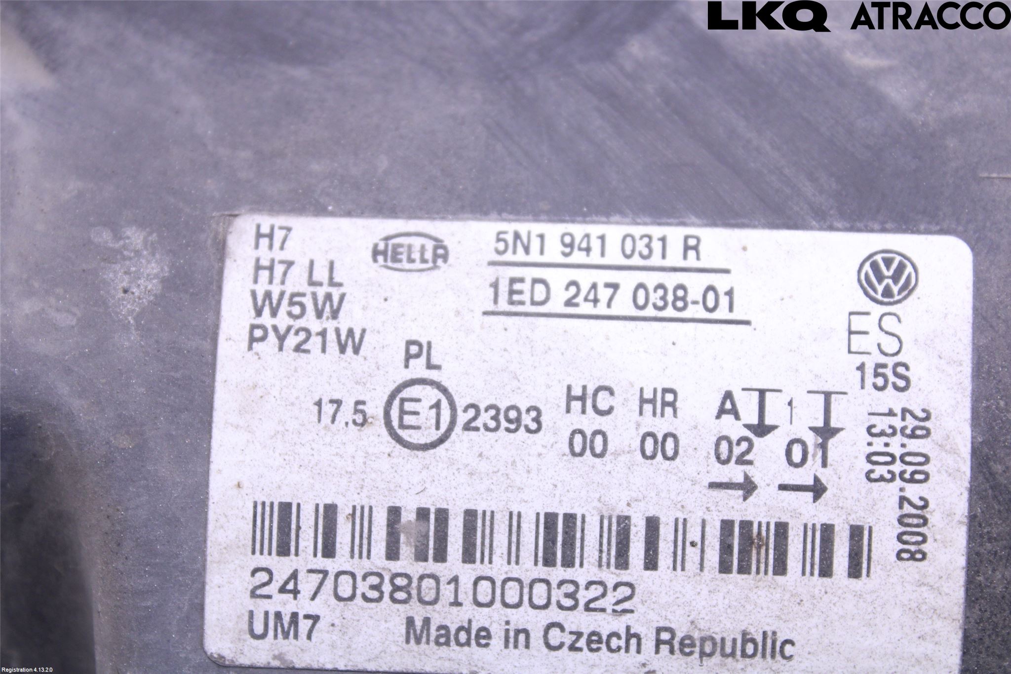Volkswagen VW TIGUAN 07-16 Strålkastare Vänster