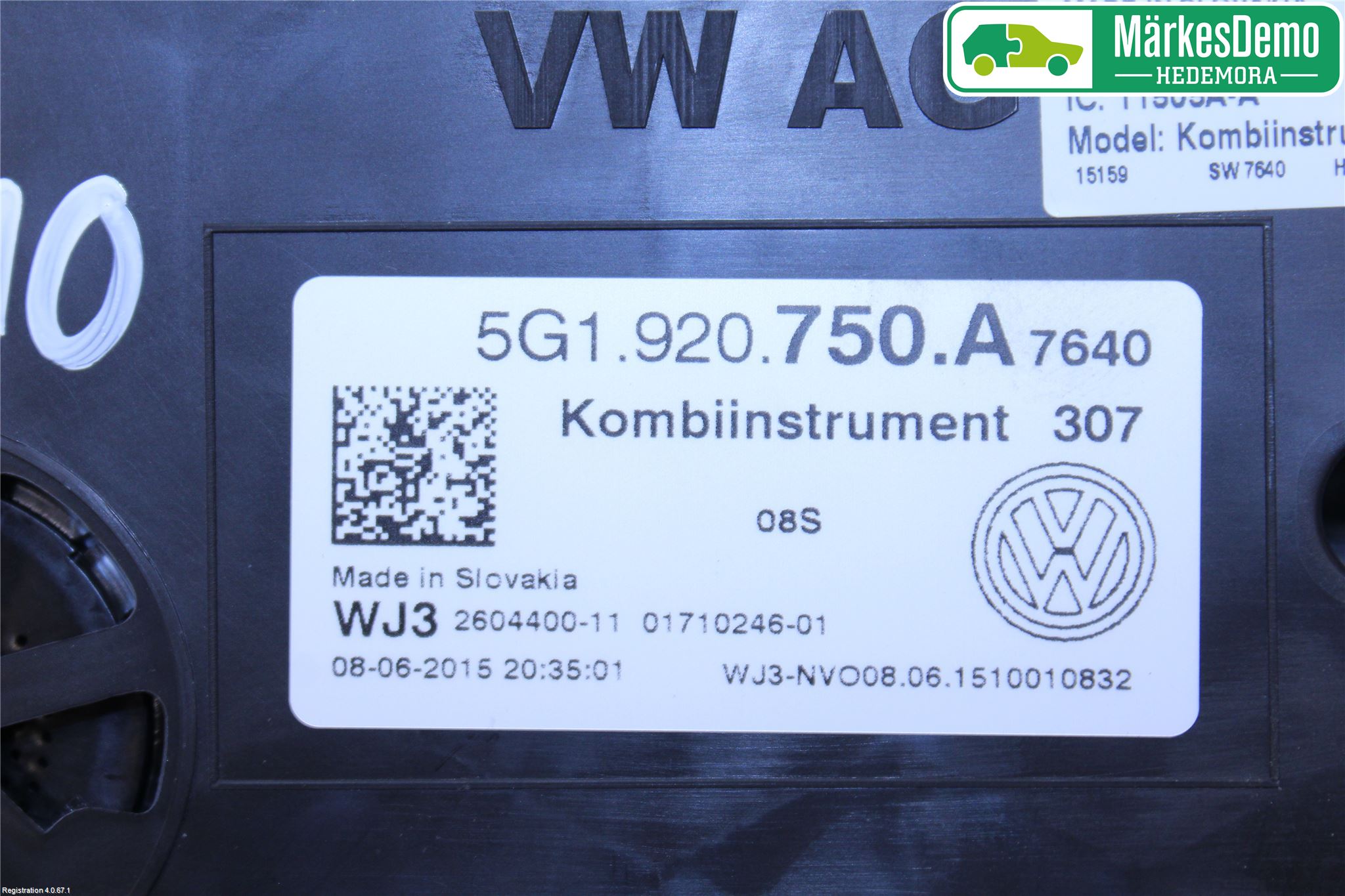 Volkswagen VW GOLF / E-GOLF VII 13-20 Instrument Komb