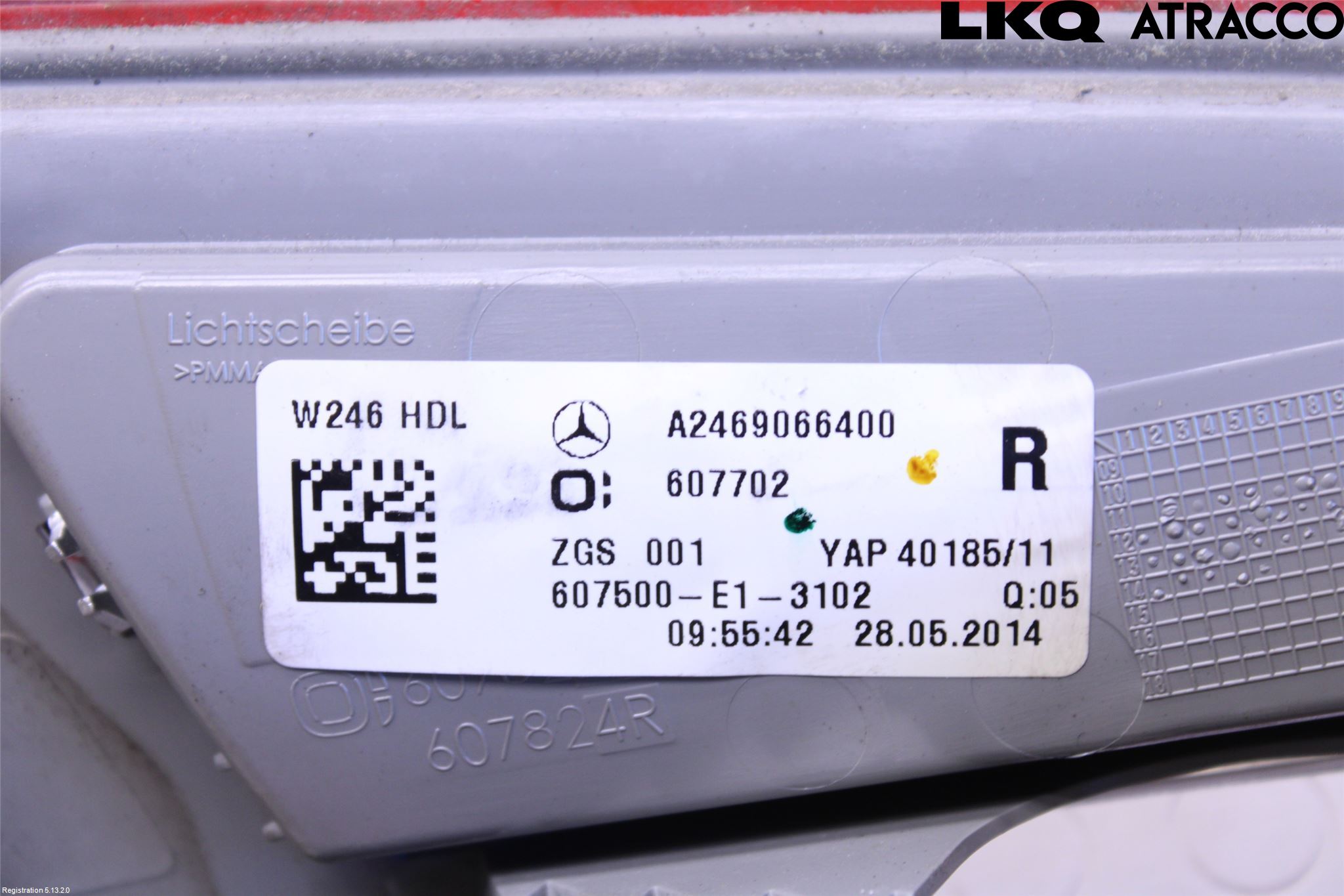 Mercedes-Benz MB B-KLASS (W246/W242) 12-19 Bakljus Lucka Hö