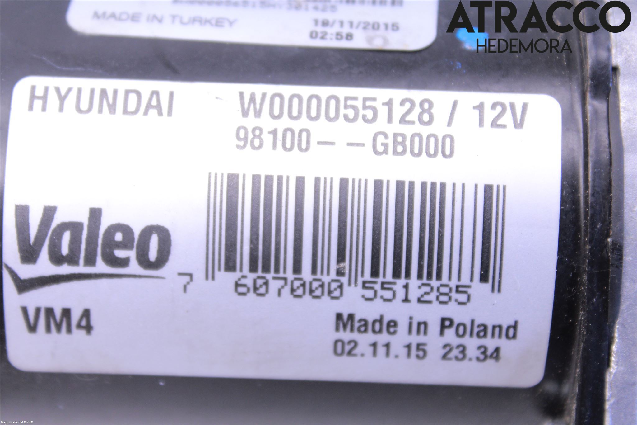 Hyundai i20 GB 15-20 Torkarmotor Vindruta