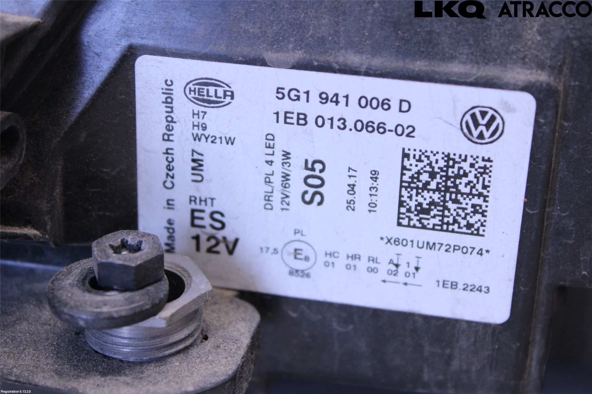 Volkswagen VW GOLF / E-GOLF VII 13-20 Strålkastare Höger