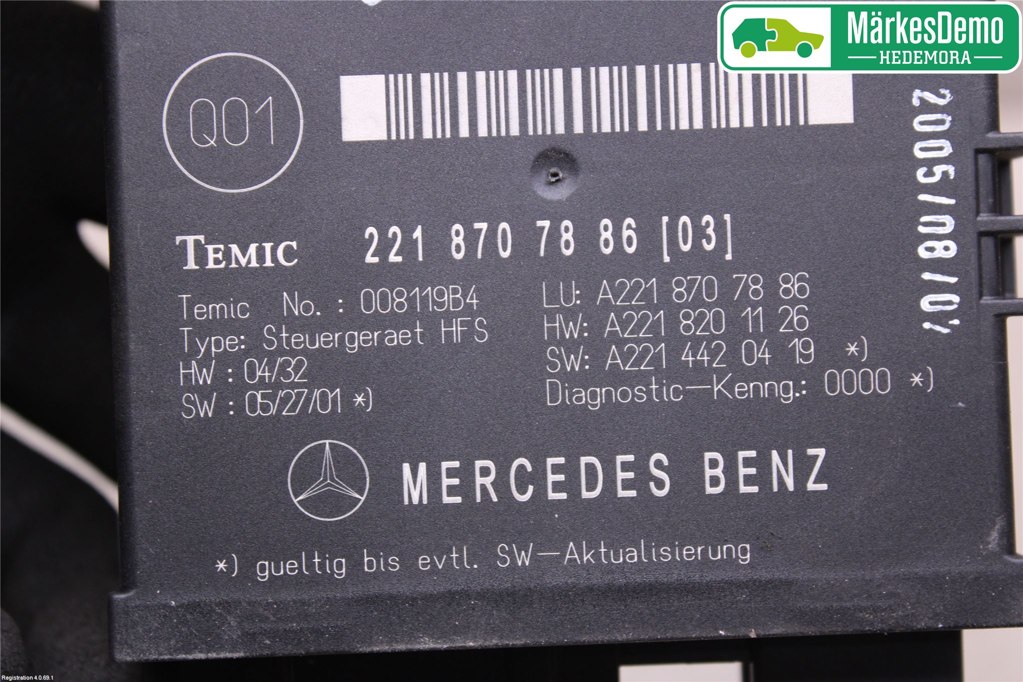 Mercedes-Benz MB S-KLASS (W221) 05-13 Styrenhet Baklucka