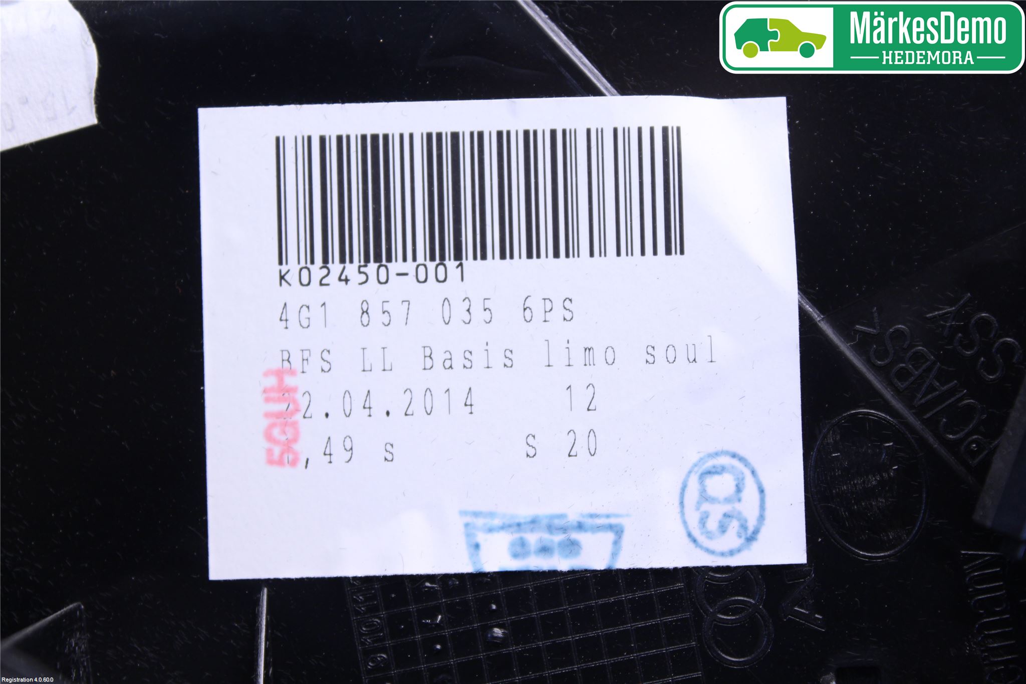 Audi A6/S6 4G 11-18 Handskfack