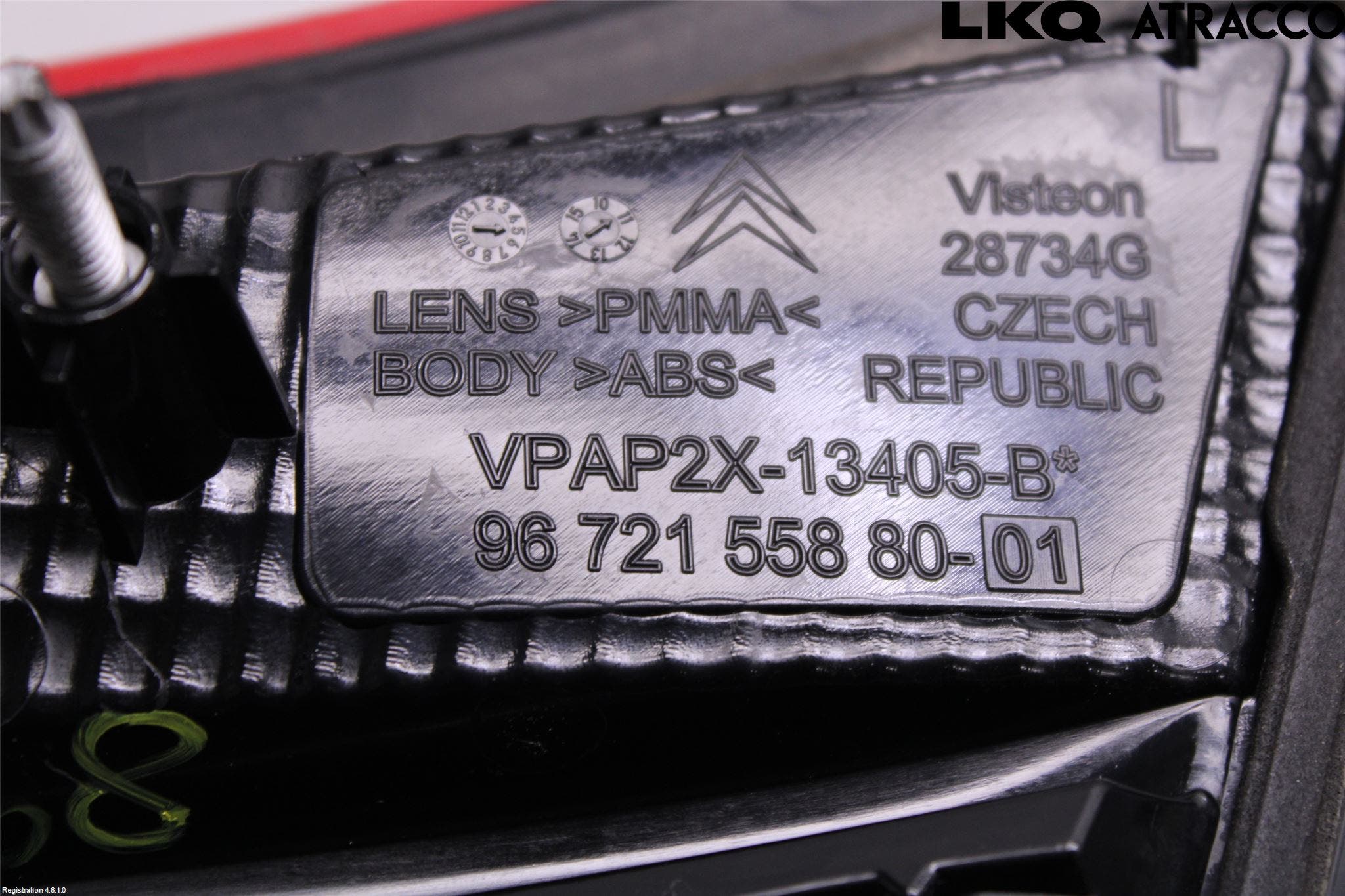 Citroen C4 II 11-18 Bakljus Lucka Vä