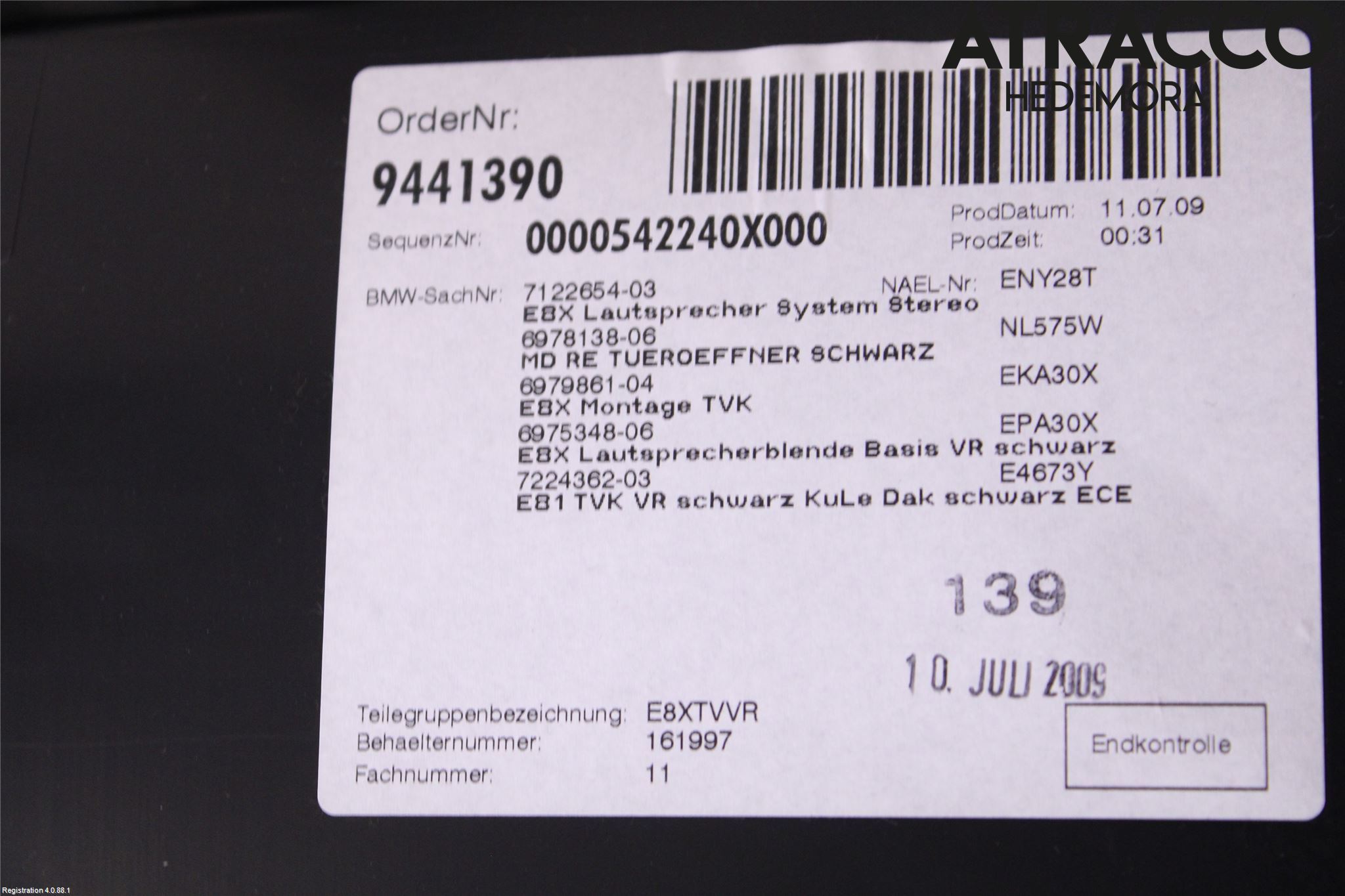 BMW 1 E82/88 Coupé/Cab 06-13 Dörrklädsel Hö