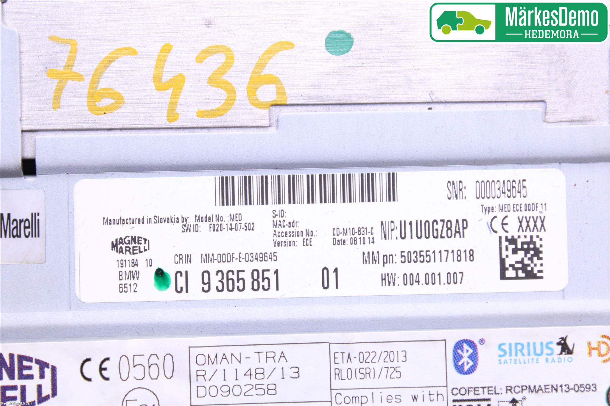 BMW 3 F30/F31/F80 12-19 Cd Radio - Multimediapanel